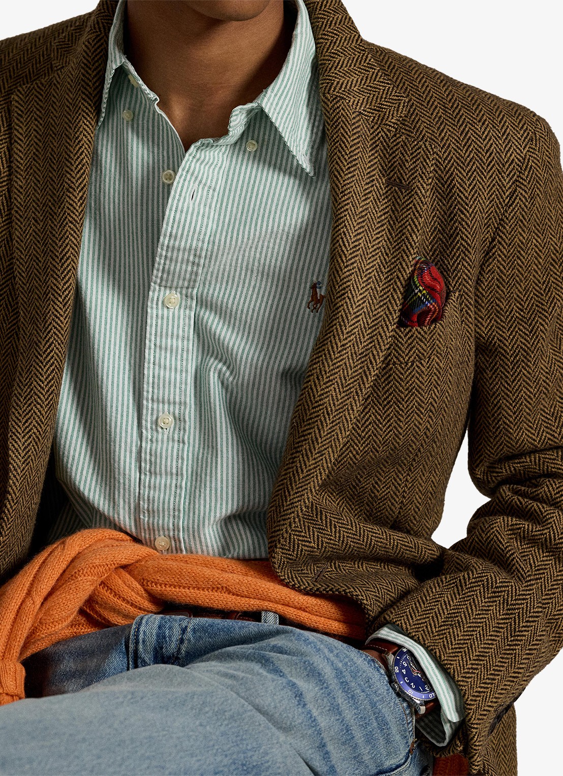 Ralph Lauren Custom fit Oxford overhemd met streepprint - detail 4 hillside green / mintgroen