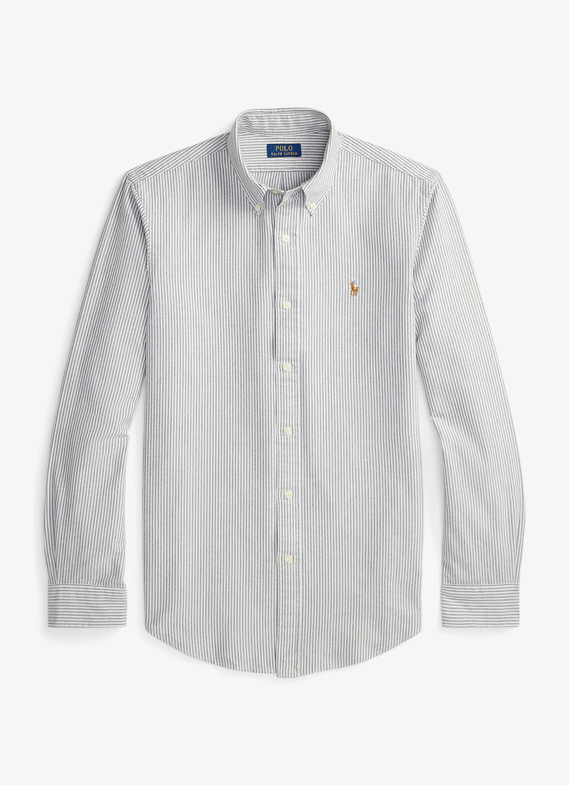 Ralph Lauren Custom fit Oxford overhemd met streepprint - voorkant 3 6636o slate/white-48j4