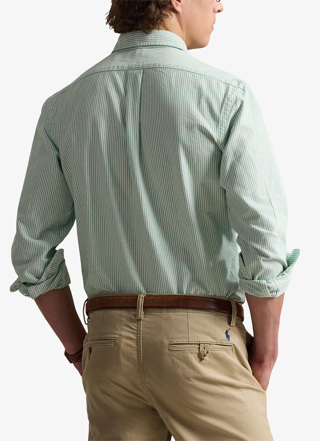 Ralph Lauren Custom fit Oxford overhemd met streepprint - achterkant cruise green / white / lindegroen