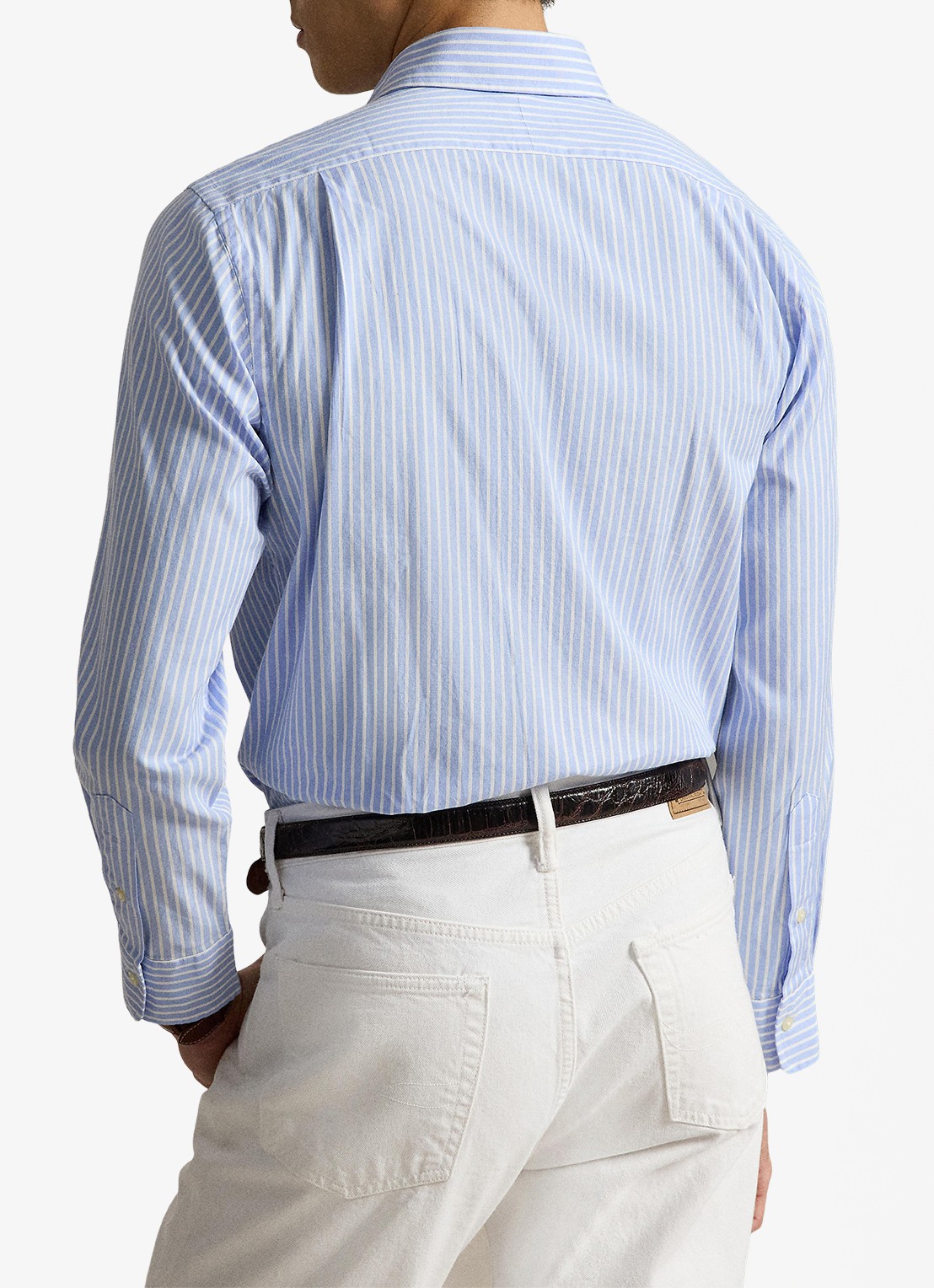 Ralph Lauren Custom fit Oxford overhemd met streepprint - achterkant 5 7106a blue white / blauw