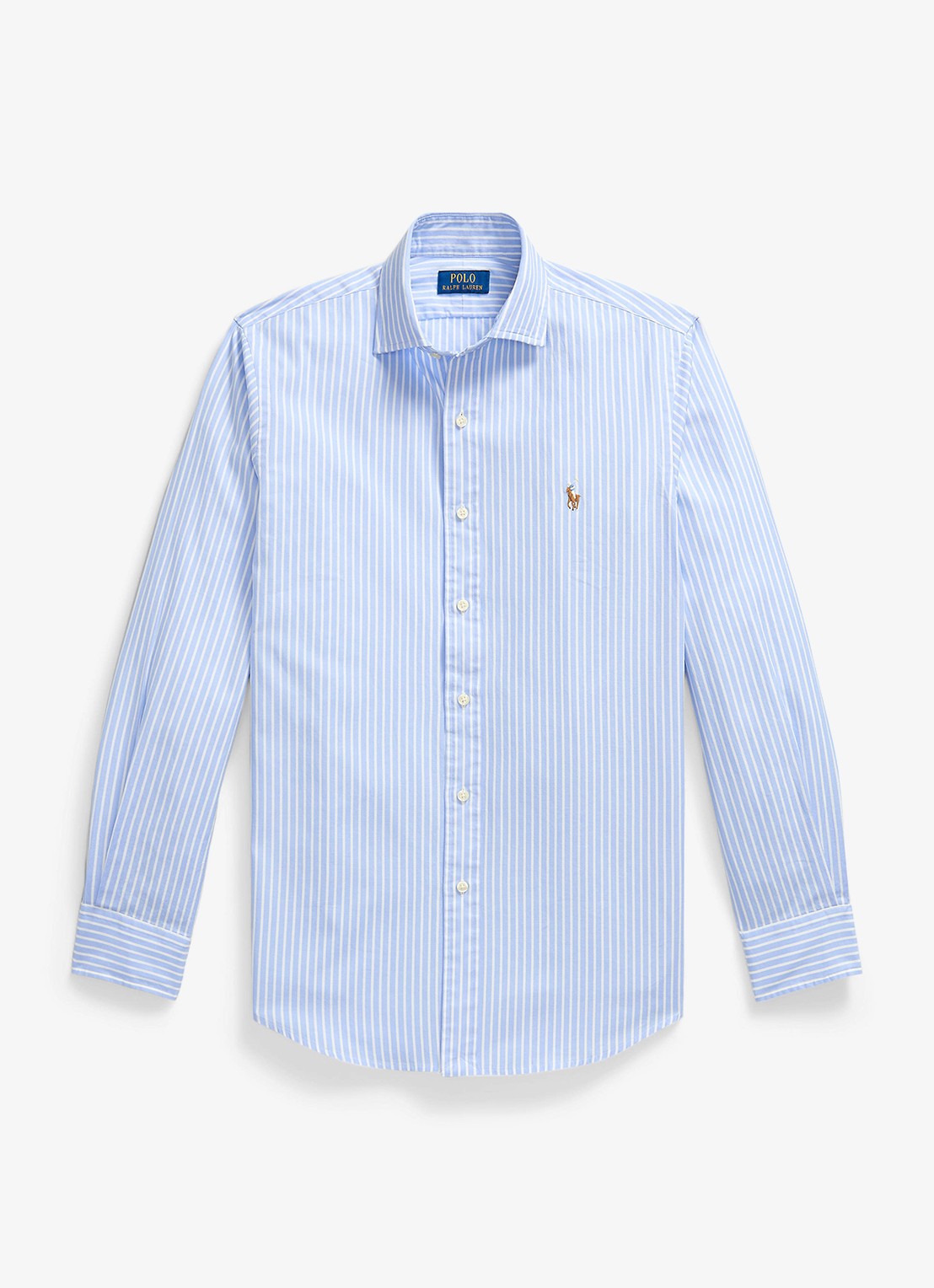 Ralph Lauren Custom fit Oxford overhemd met streepprint - voorkant 6 7106a blue white / blauw
