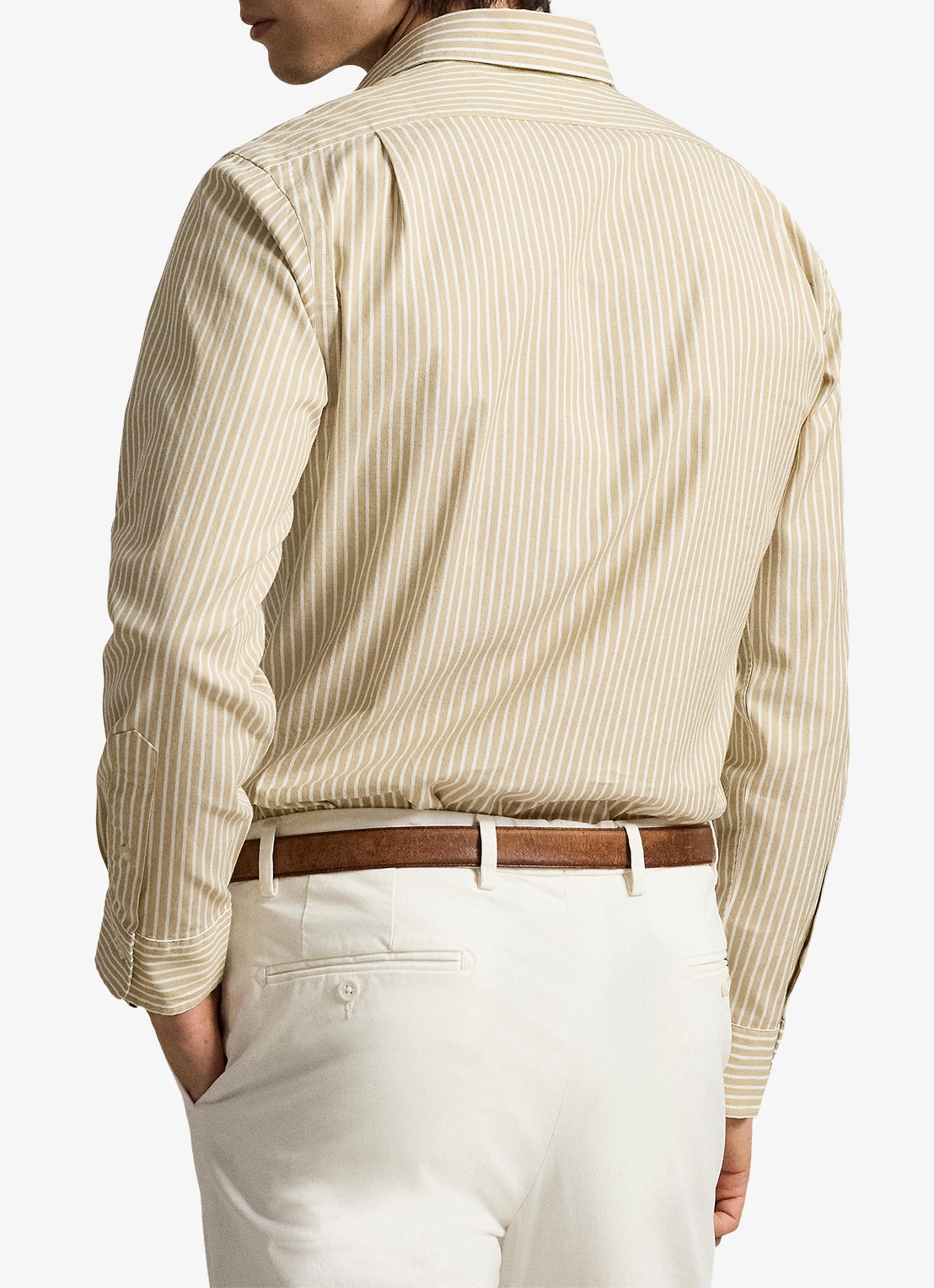 Ralph Lauren Custom fit Oxford overhemd met streepprint - achterkant 7106d coastal beige white / beige