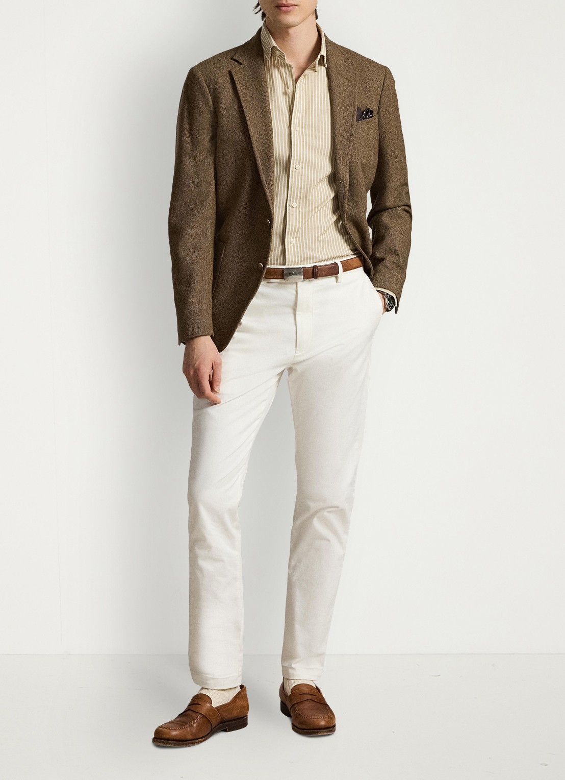Ralph Lauren Custom fit Oxford overhemd met streepprint - detail 4 7106d coastal beige white / beige