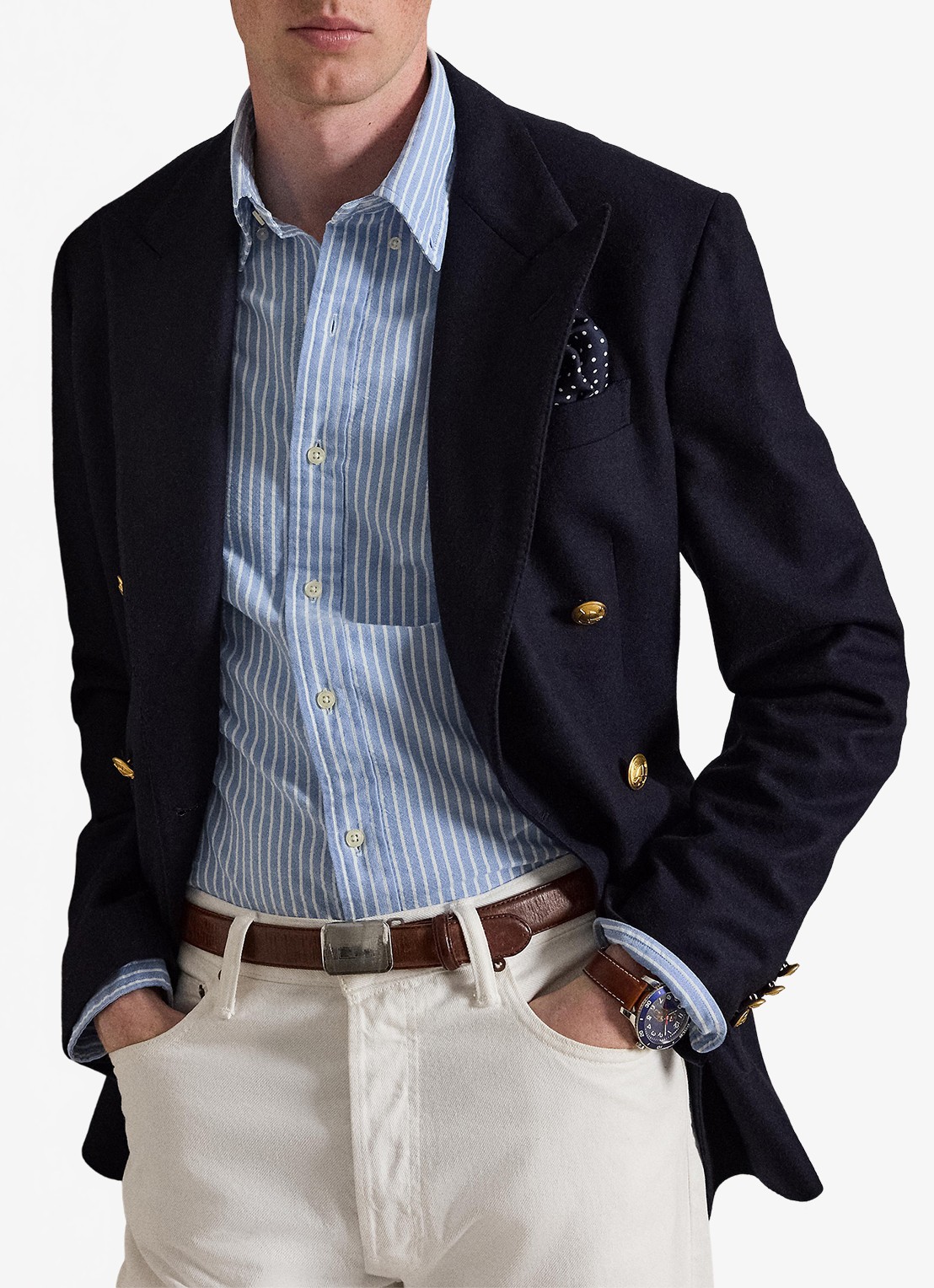 Ralph Lauren Custom fit Oxford overhemd met streepprint - detail 2 blue white / blauw