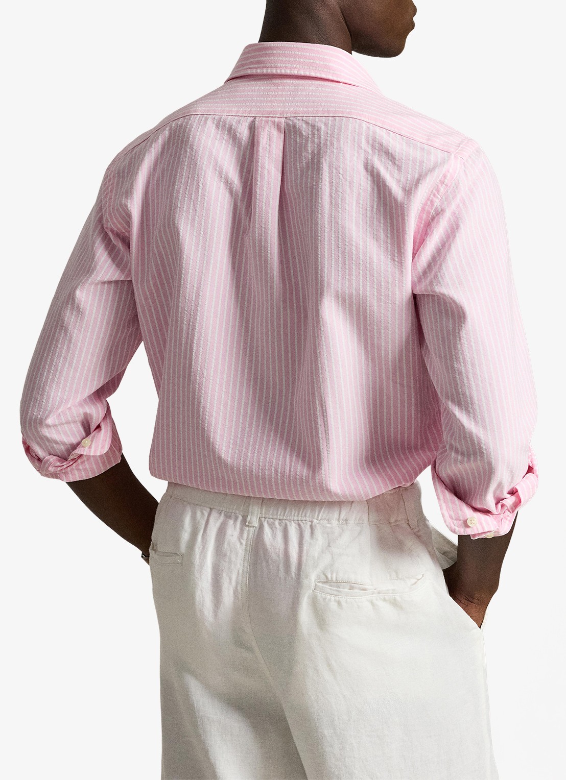 Ralph Lauren Custom fit Oxford overhemd met streepprint - achterkant 3 new rose white / roze