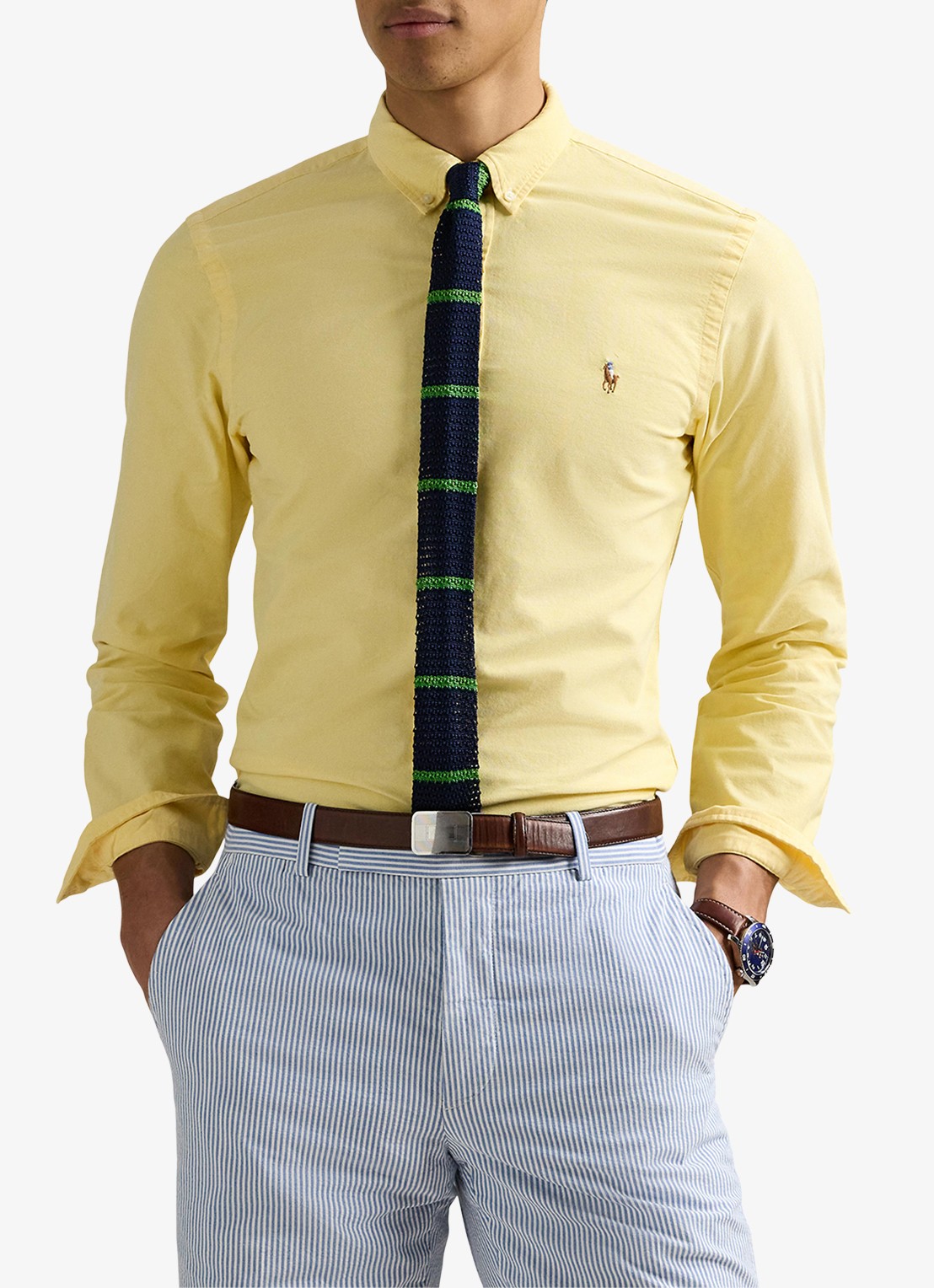 Ralph Lauren Custom fit Oxford overhemd - detail geel oxford / geel