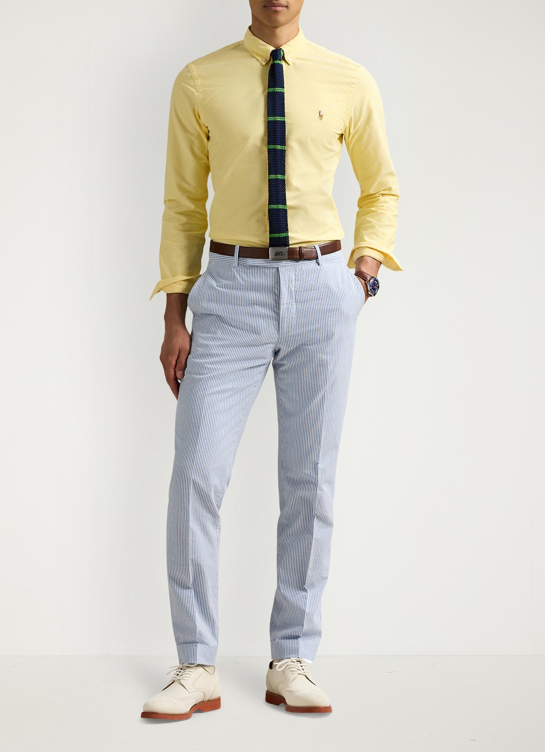 Ralph Lauren Custom fit Oxford overhemd - voorkant 5 geel oxford / geel