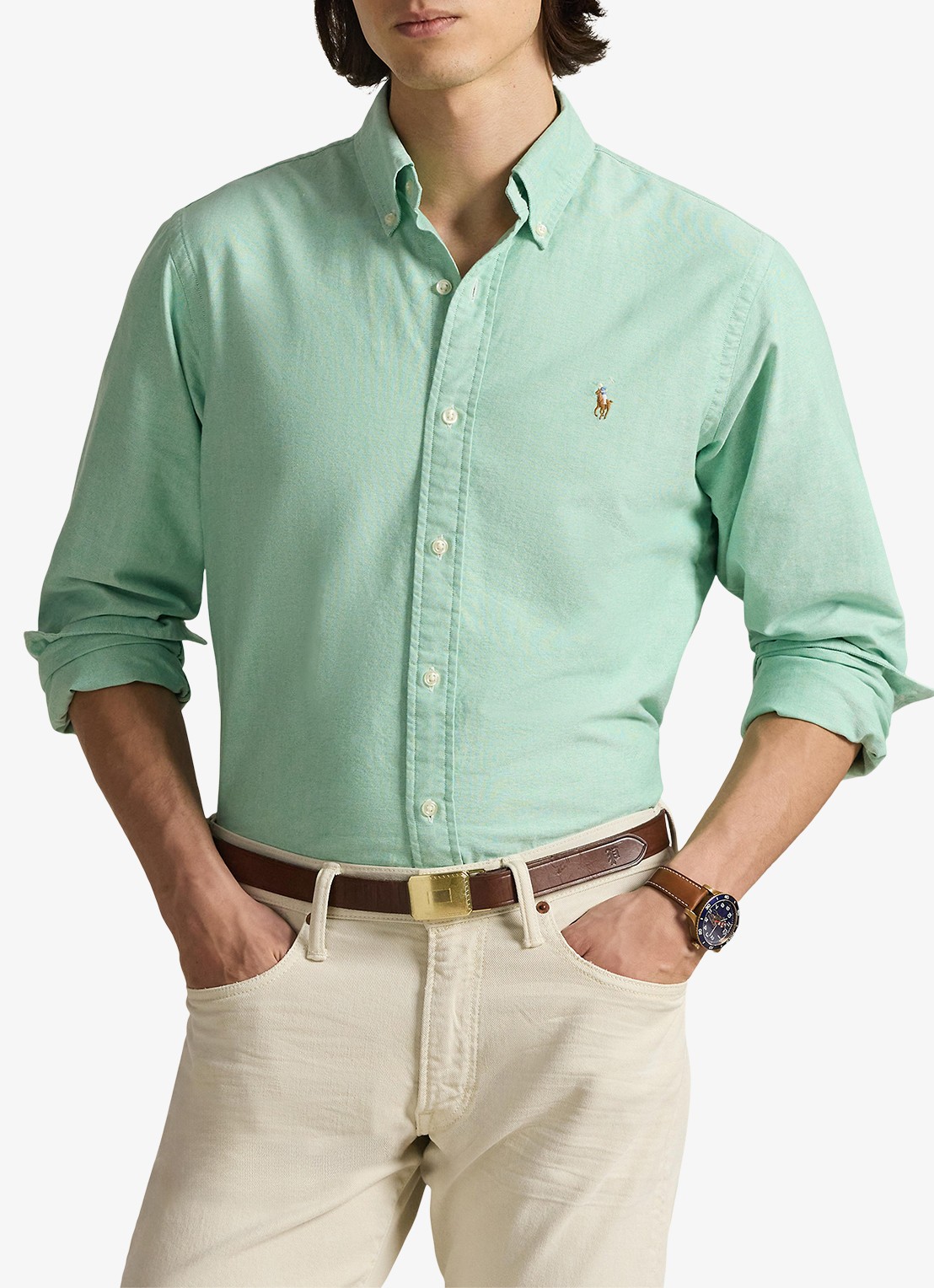 Ralph Lauren Custom fit Oxford overhemd - detail 3 summer emerald / groen