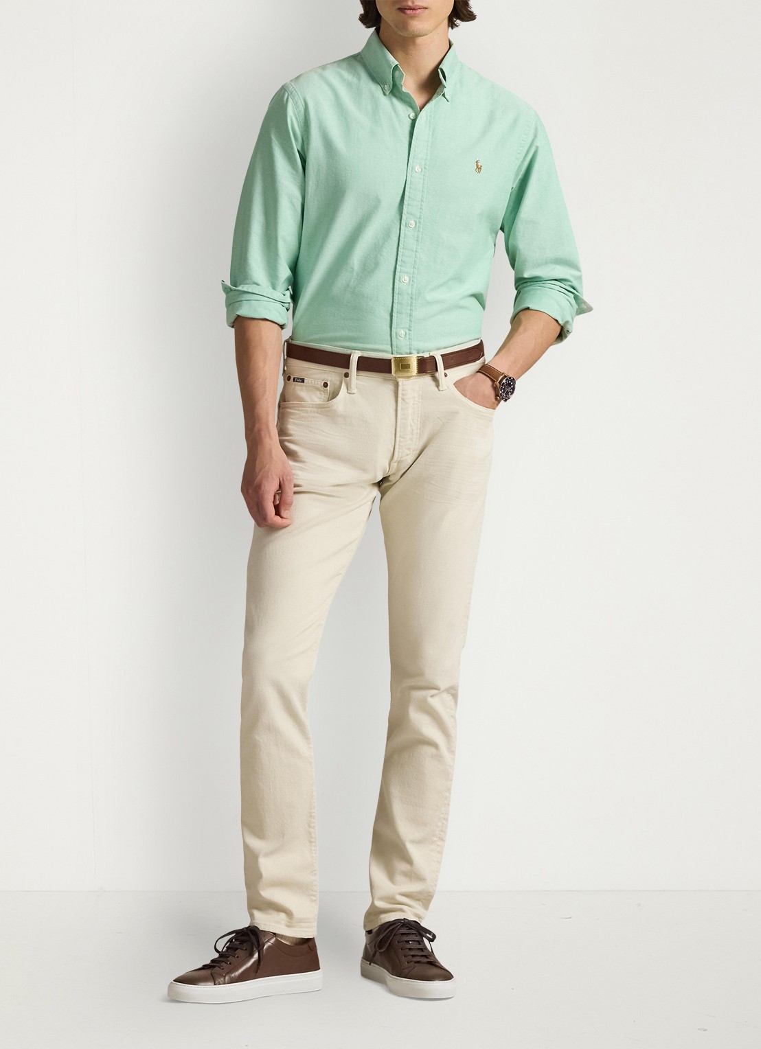 Ralph Lauren Custom fit Oxford overhemd - voorkant 2 summer emerald / groen