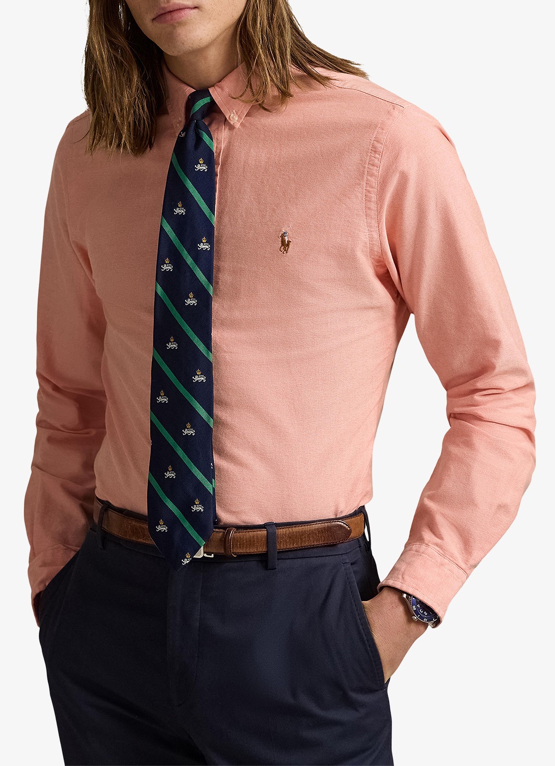 Ralph Lauren Custom fit Oxford overhemd - detail 4 kona orange 32ea / oranje