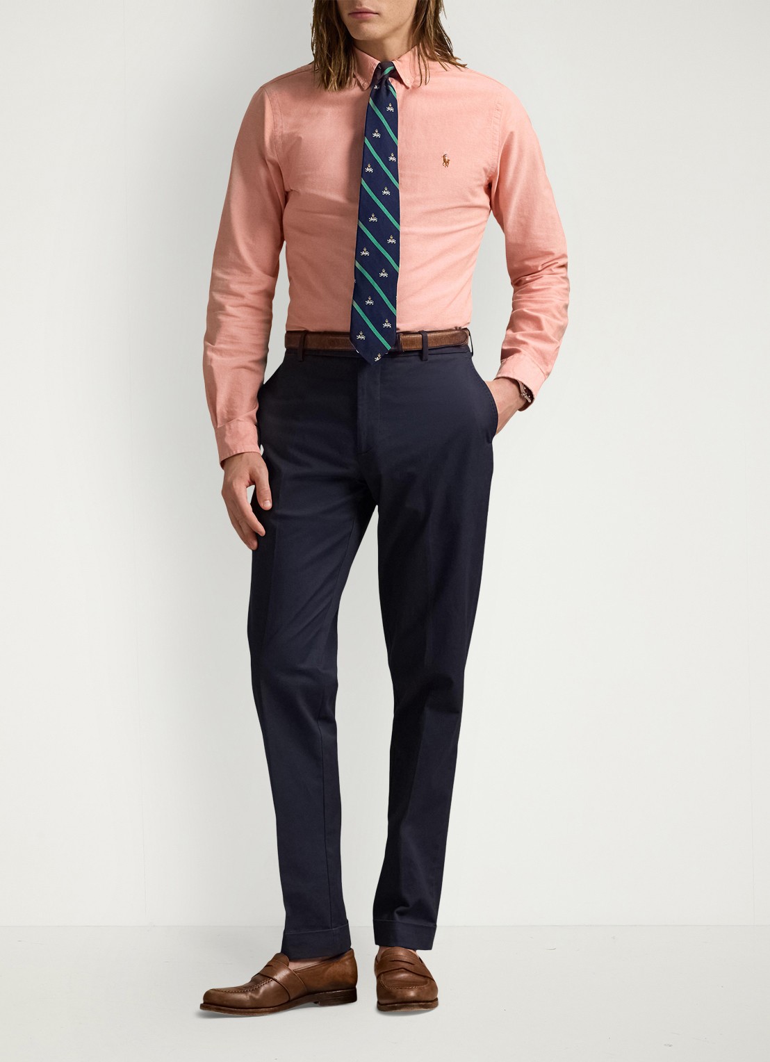 Ralph Lauren Custom fit Oxford overhemd - voorkant 3 kona orange 32ea / oranje