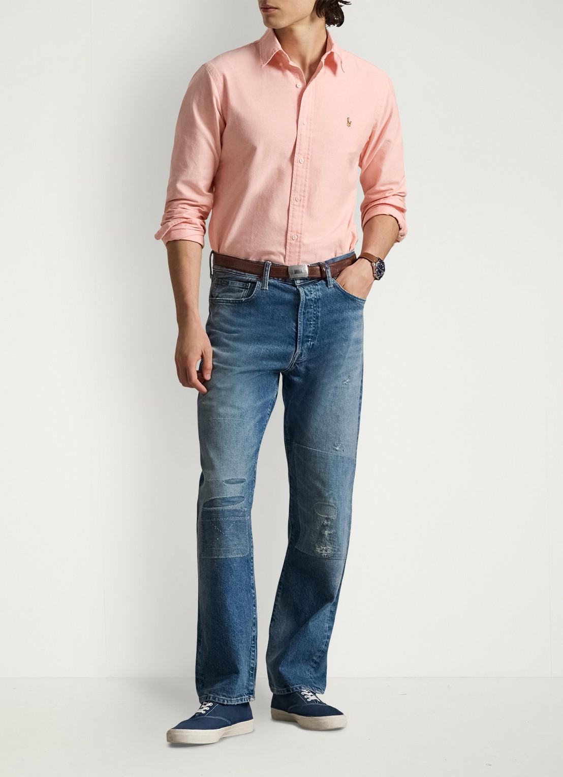 Ralph Lauren Custom fit Oxford overhemd - voorkant 2 peach