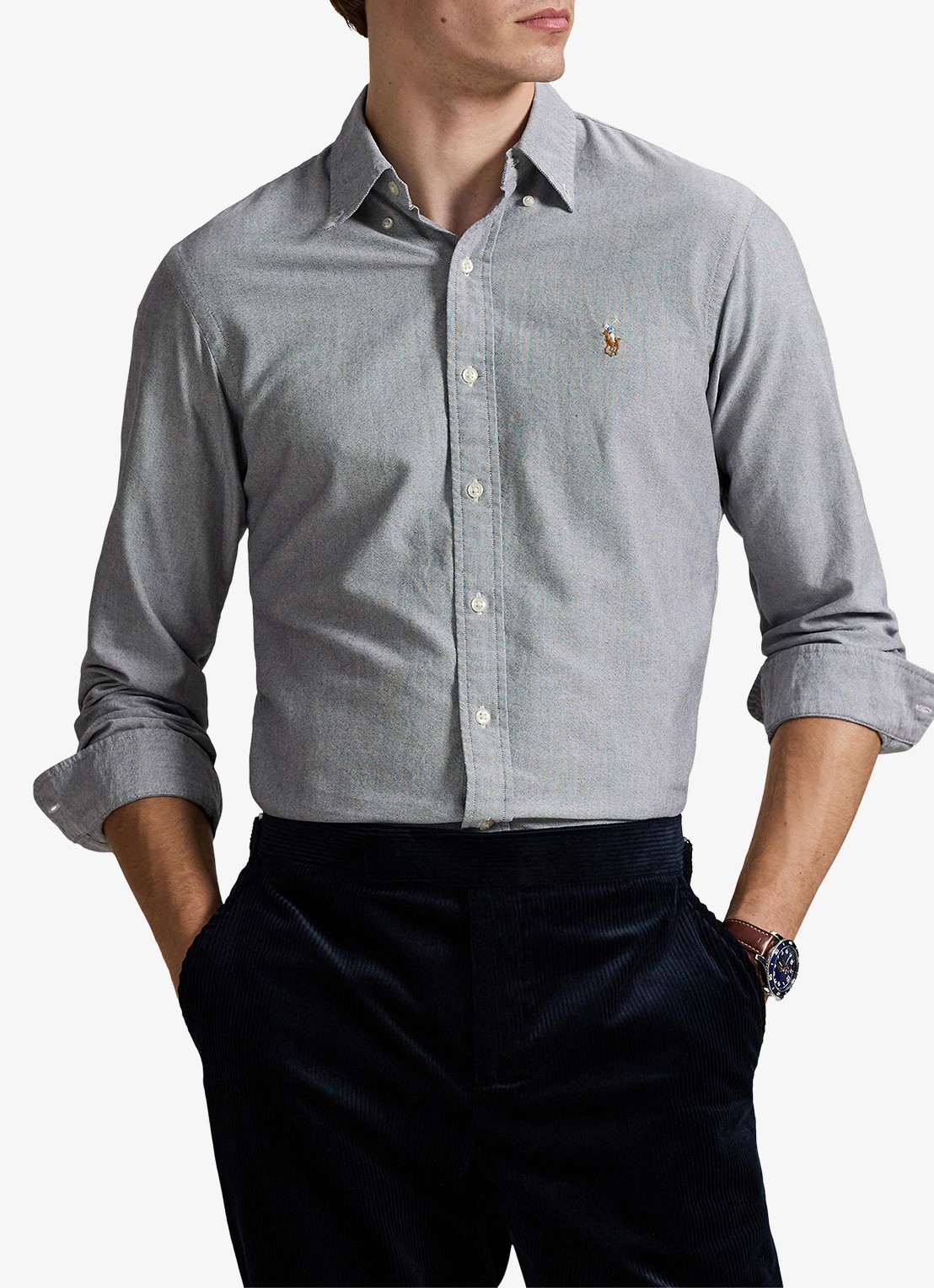 Ralph Lauren Custom fit Oxford overhemd - detail 2 slate
