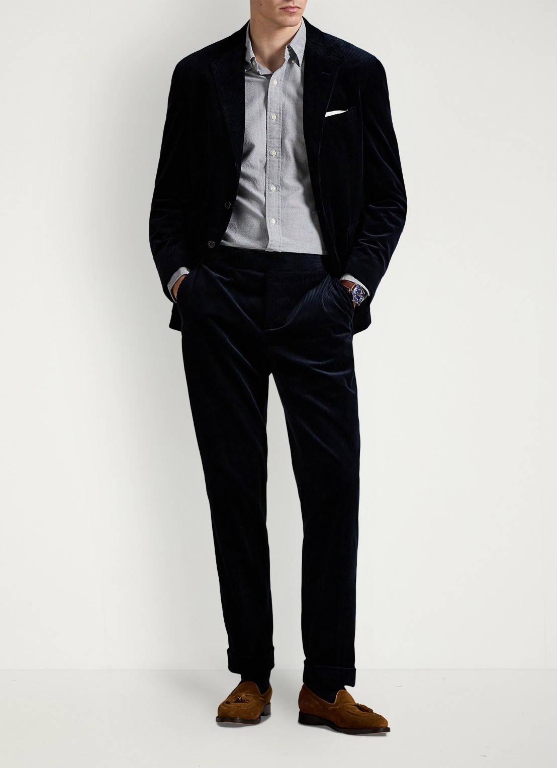 Ralph Lauren Custom fit Oxford overhemd - voorkant 5 slate