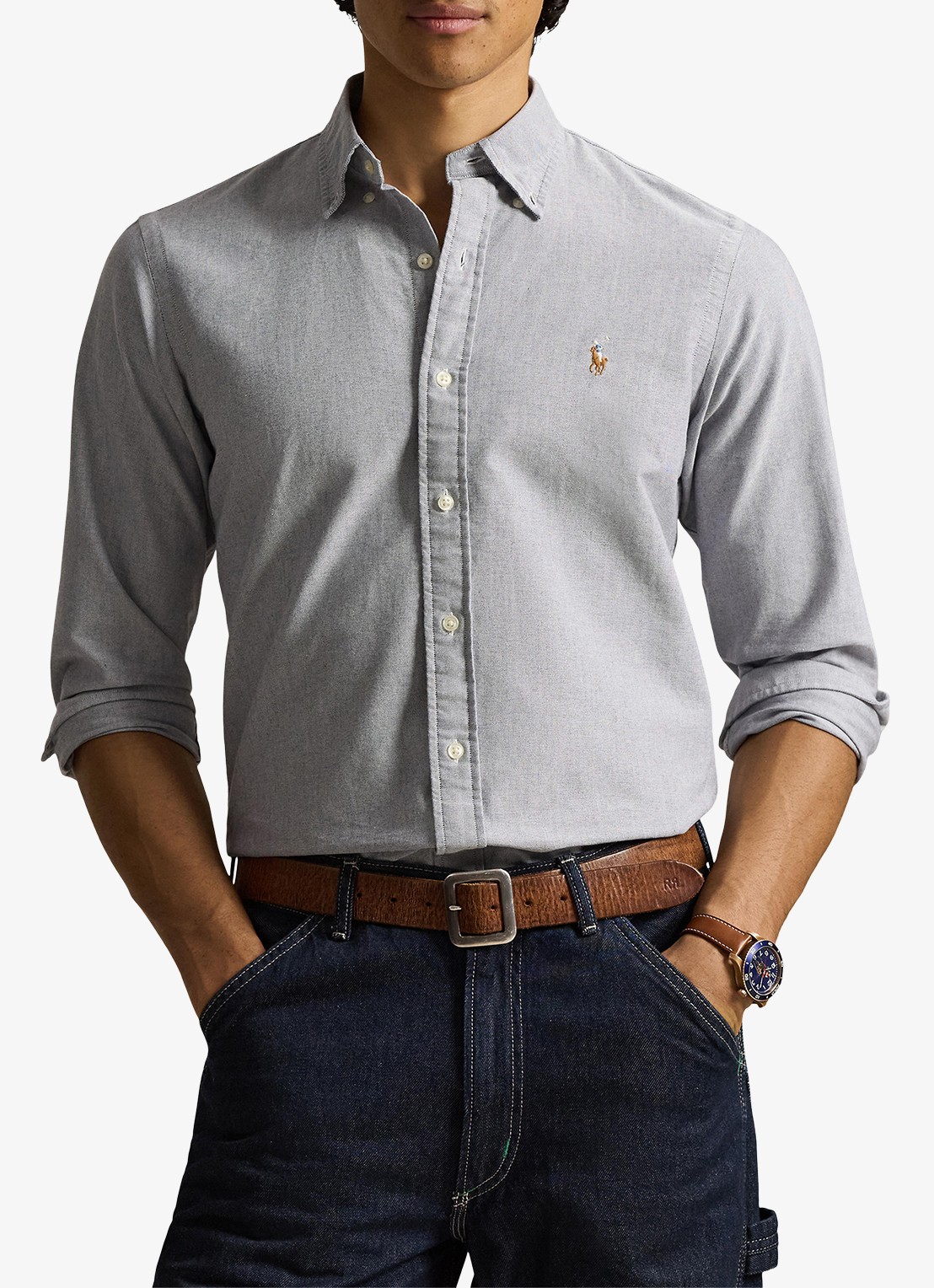 Ralph Lauren Custom fit Oxford overhemd - detail 4 navy