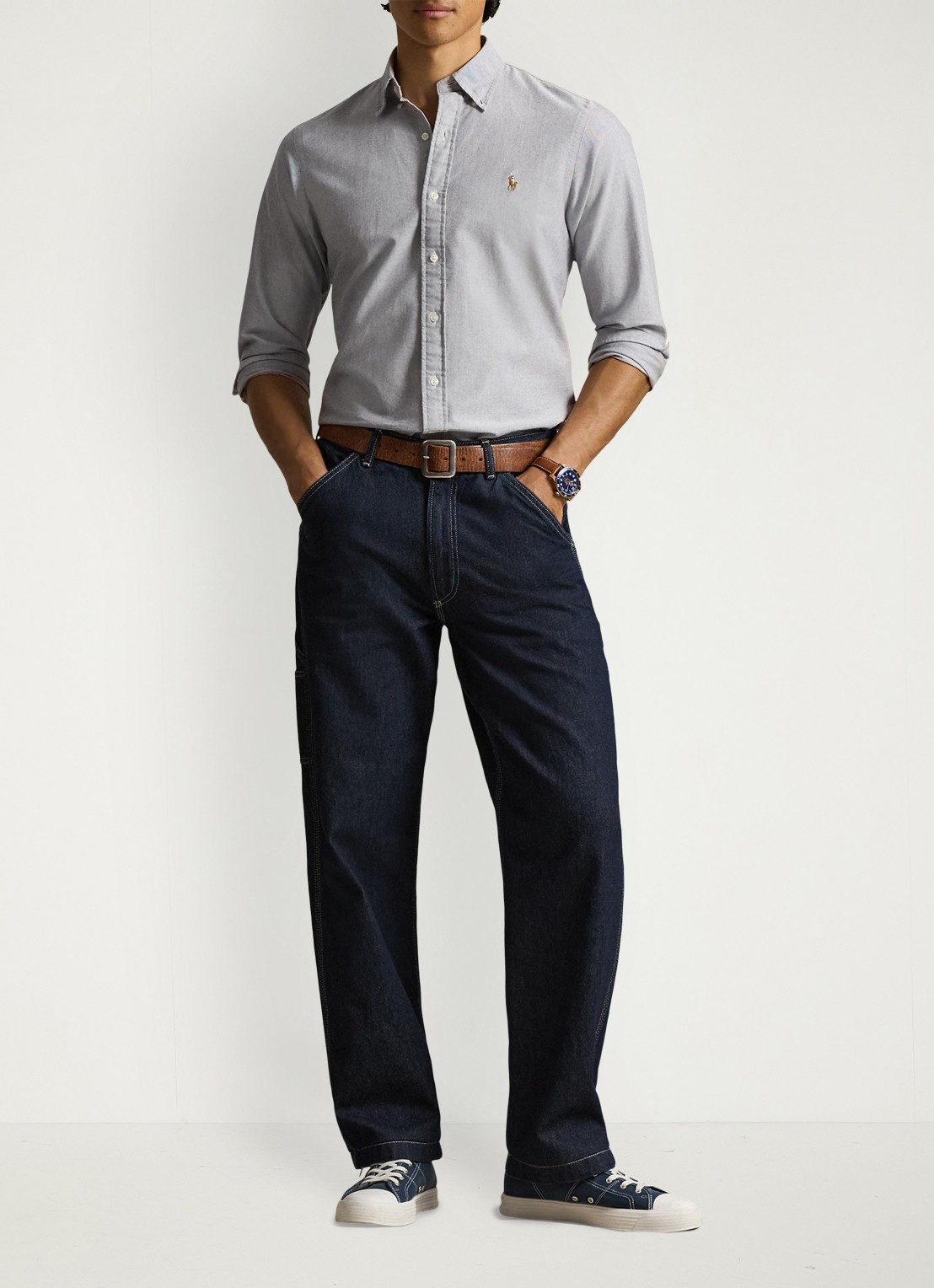 Ralph Lauren Custom fit Oxford overhemd - voorkant 2 navy