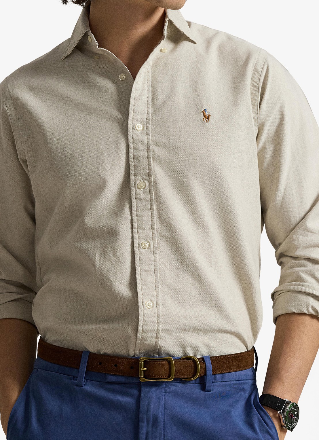Ralph Lauren Custom fit Oxford overhemd - detail 5 coastal beige / beige