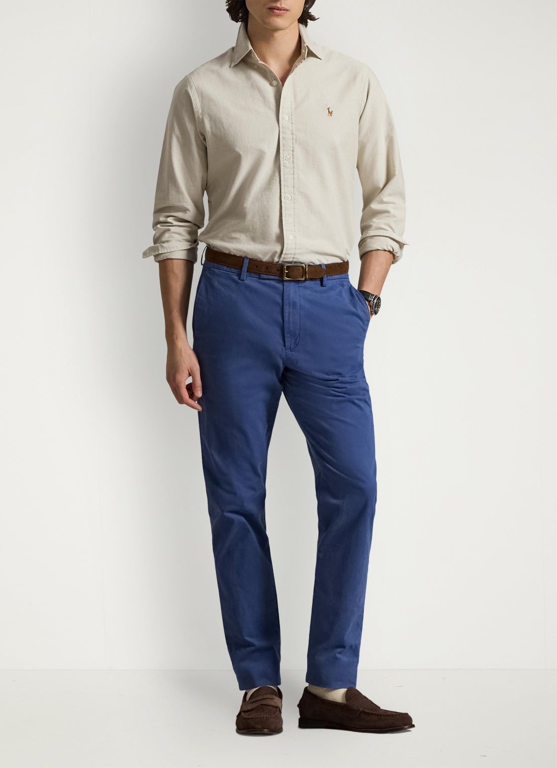 Ralph Lauren Custom fit Oxford overhemd - voorkant 2 coastal beige / beige