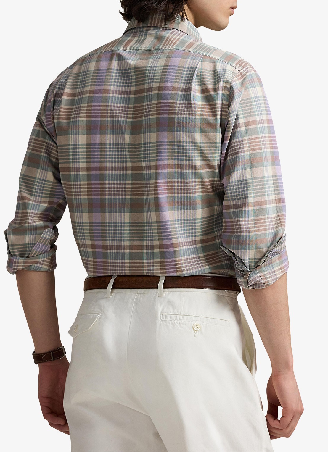 Ralph Lauren Custom fit tattersall Oxford overhemd met ruitdessin - achterkant khaki