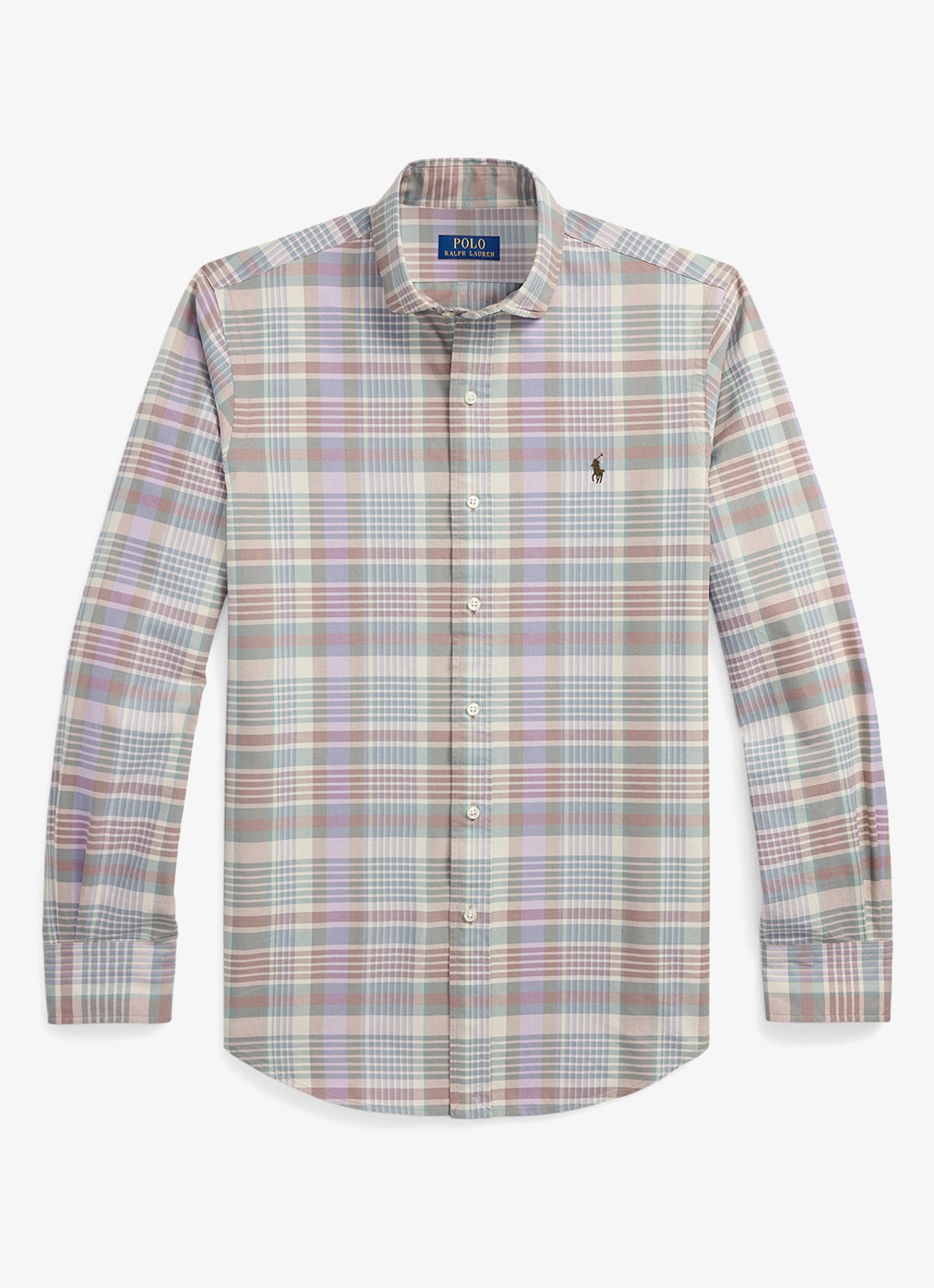 Ralph Lauren Custom fit tattersall Oxford overhemd met ruitdessin - voorkant 4 khaki