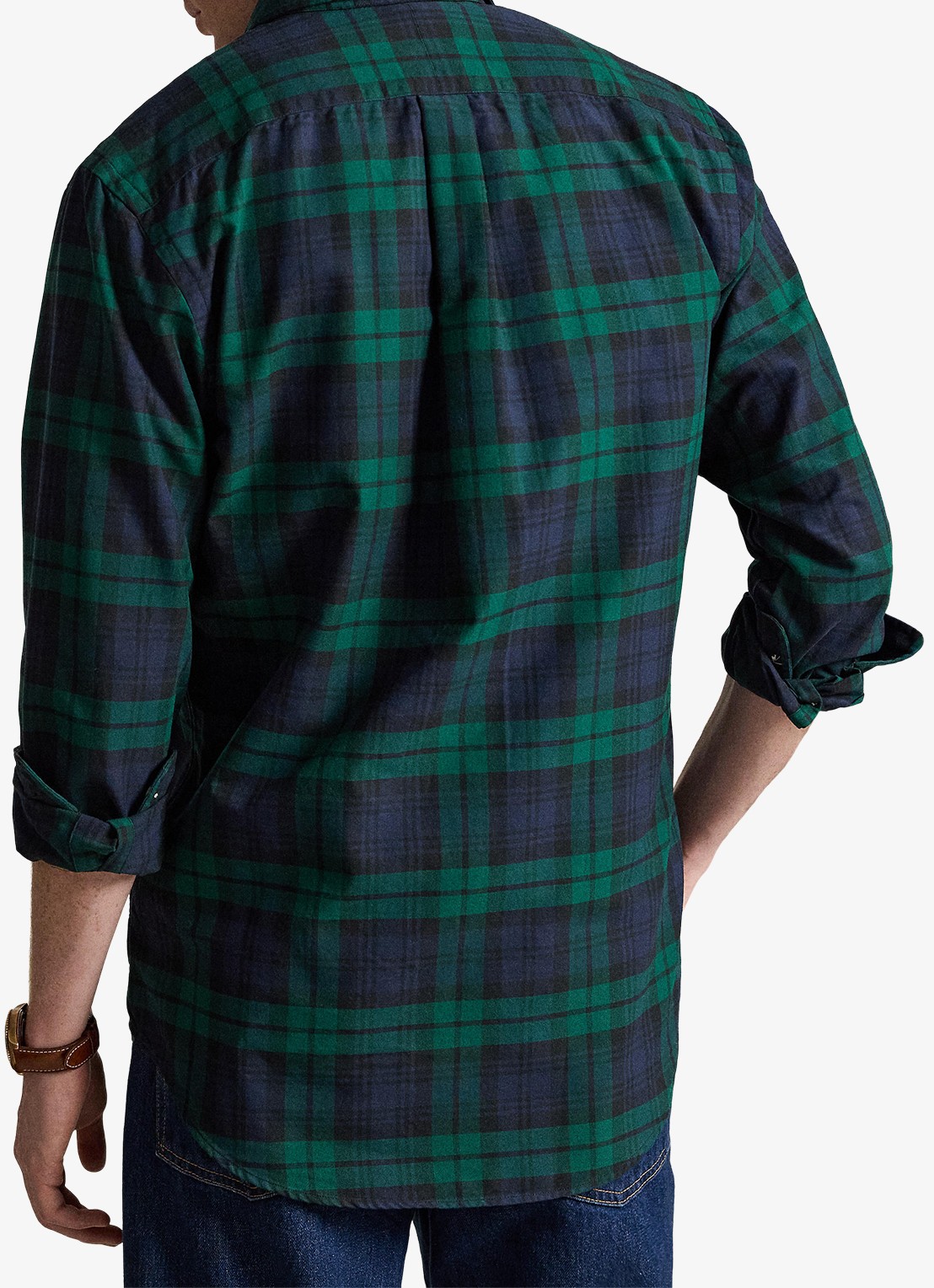 Ralph Lauren Custom fit tattersall Oxford overhemd met ruitdessin - achterkant 5 donkerblauw