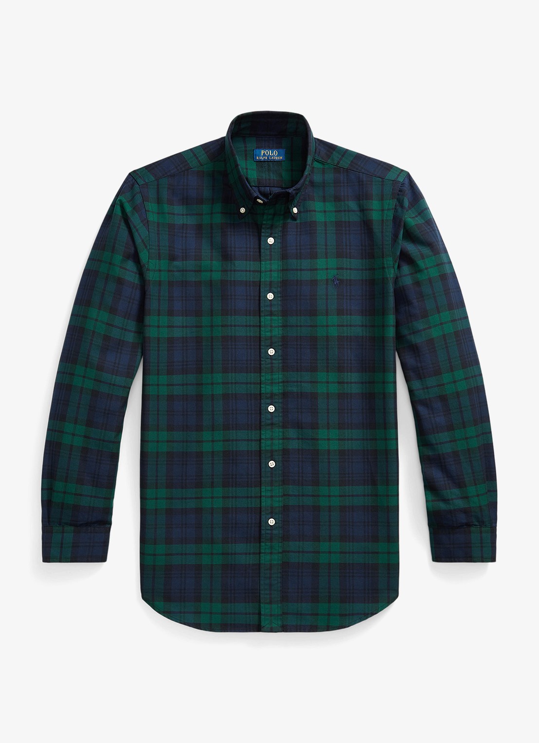 Ralph Lauren Custom fit tattersall Oxford overhemd met ruitdessin - voorkant donkerblauw
