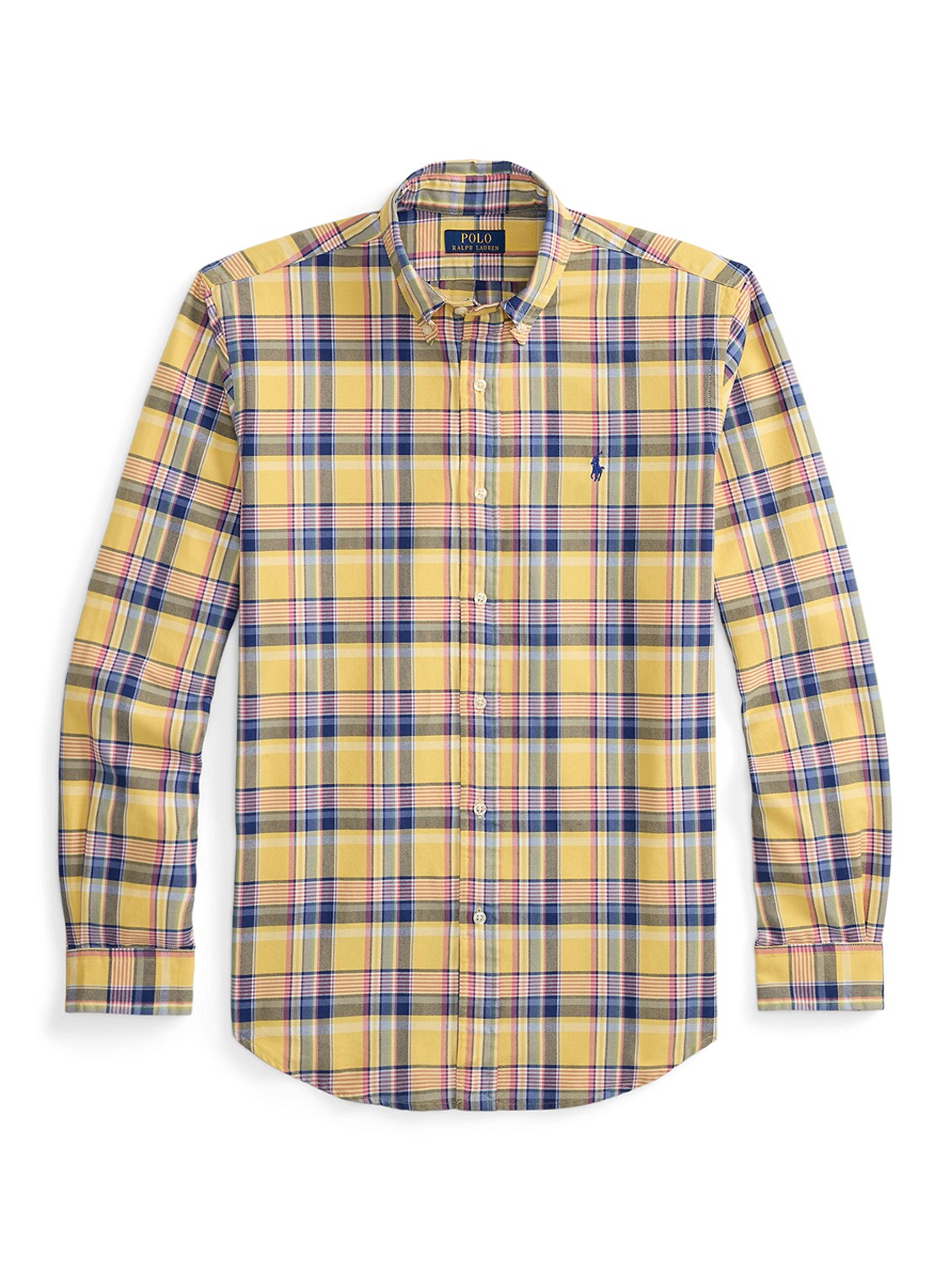 Ralph Lauren Custom fit tattersall Oxford overhemd  - voorkant 2 geel