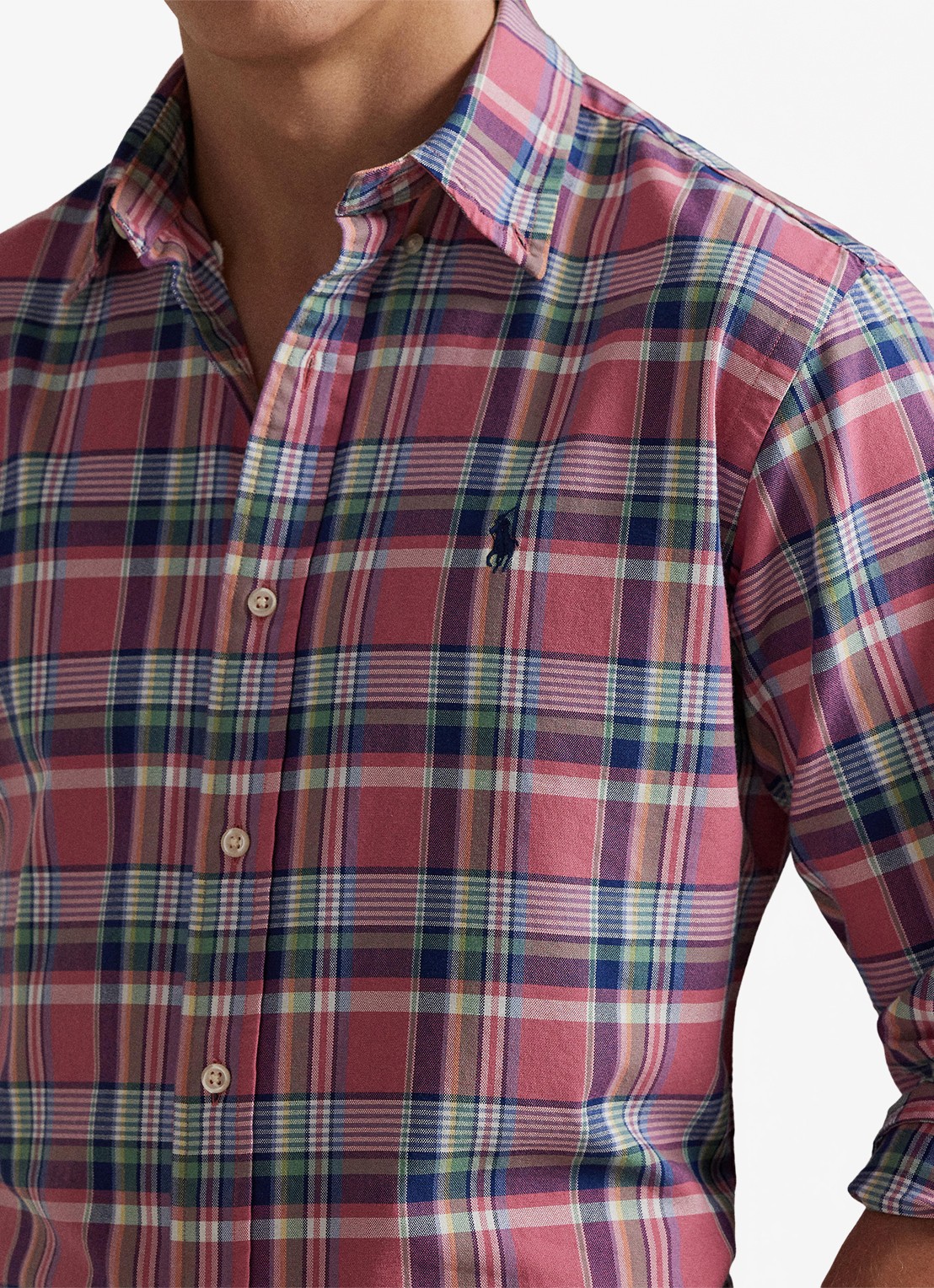 Ralph Lauren Custom fit tattersall Oxford overhemd  - detail 5 roze