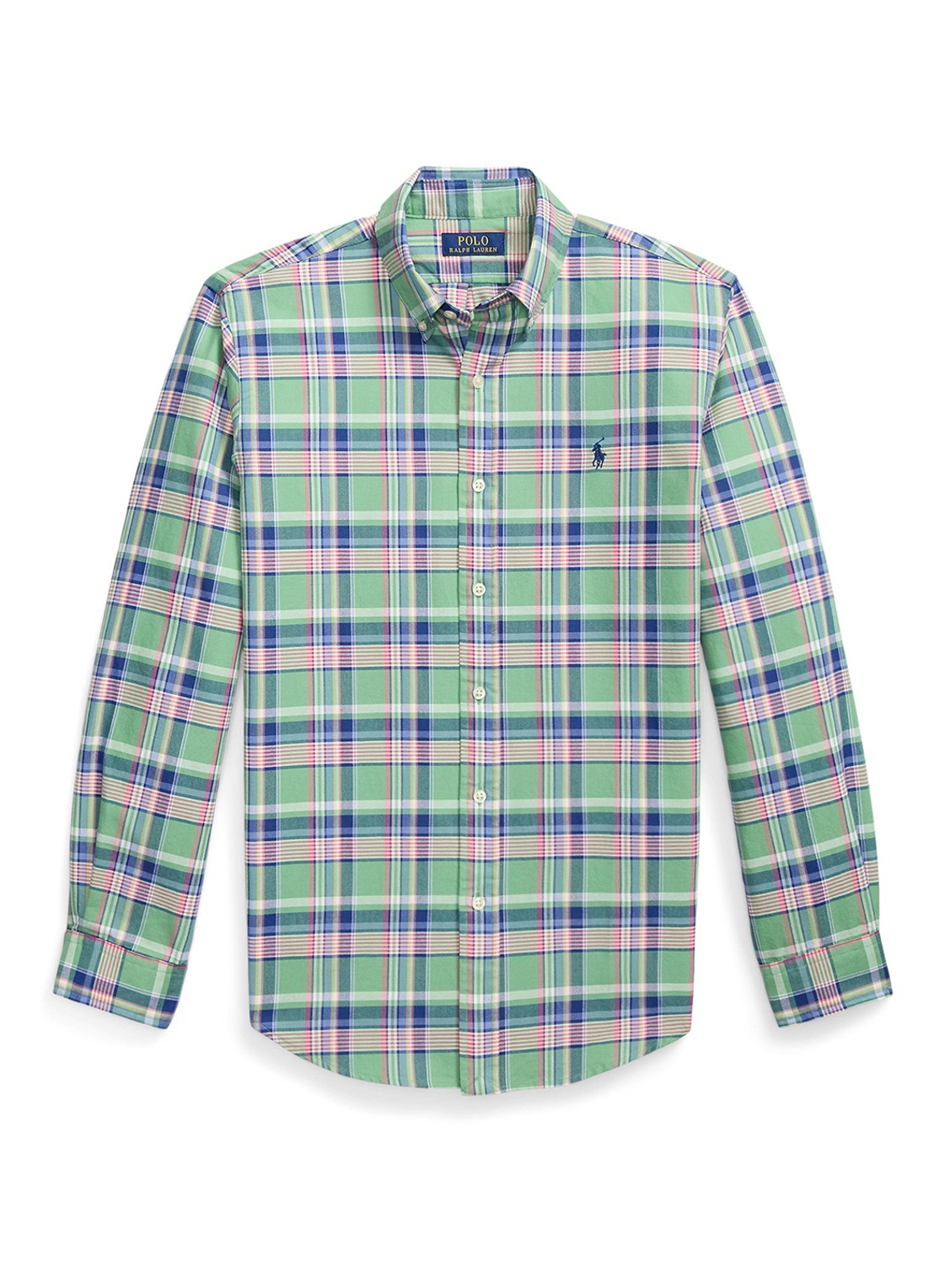 Ralph Lauren Custom fit tattersall Oxford overhemd  - voorkant 2 groen