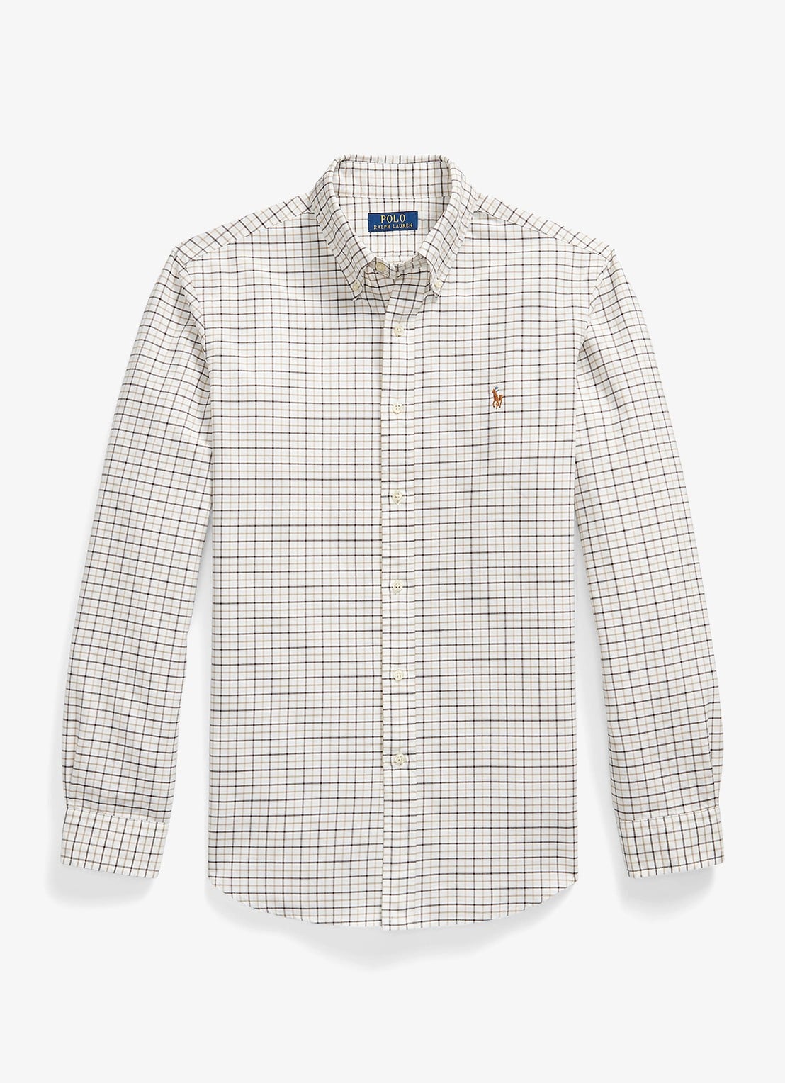 Ralph Lauren Custom fit tattersall Oxford overhemd  - voorkant 2 bruin