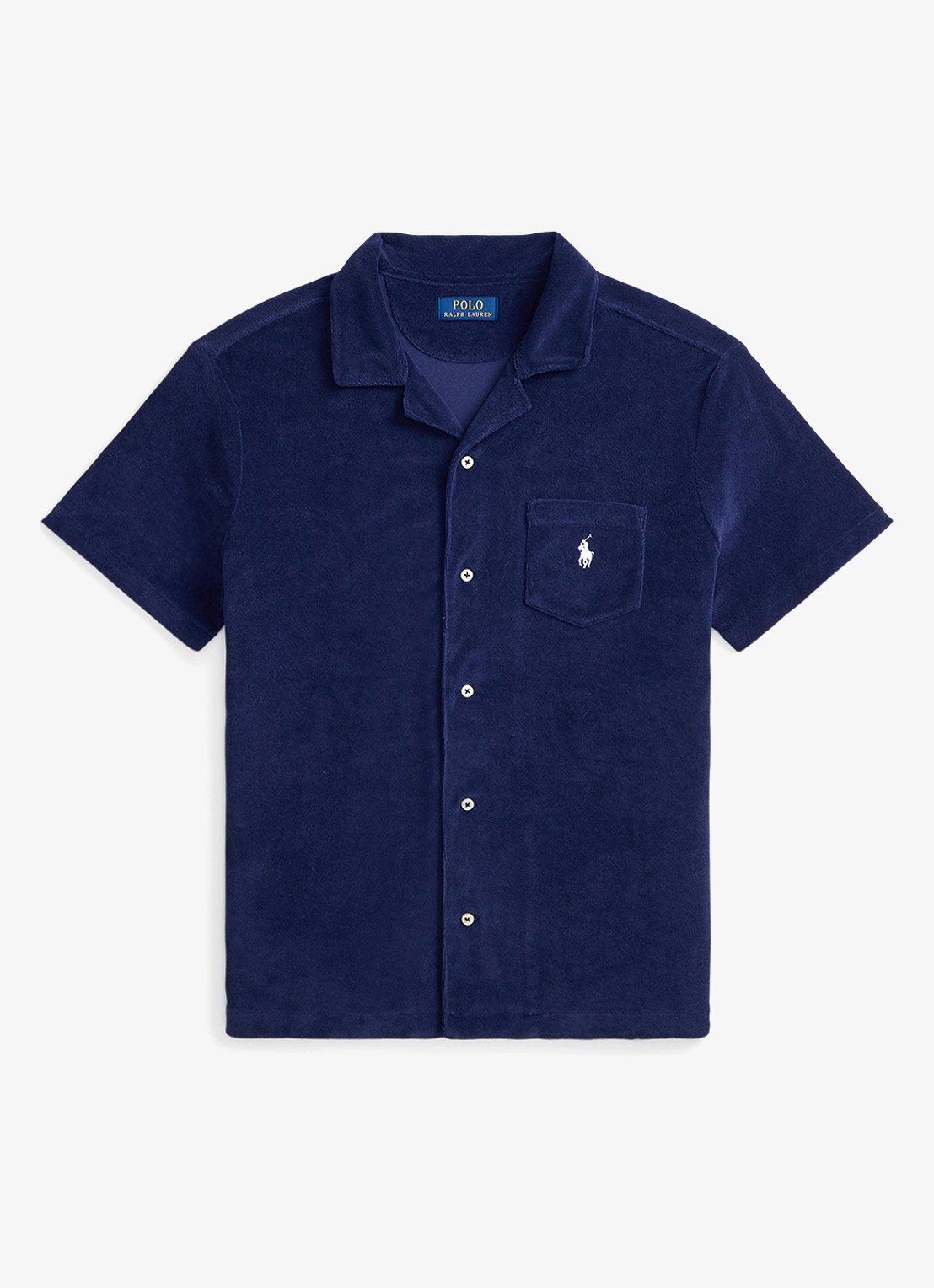 Ralph Lauren Custom slim fit overhemd met logoborduring - voorkant 3 donkerblauw