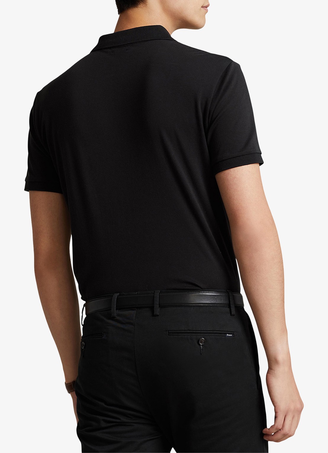 Ralph Lauren Custom slim fit polo met logo - achterkant polo black / zwart