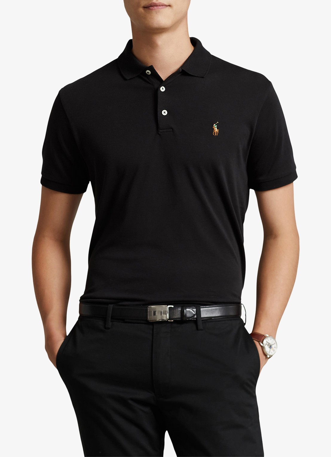 Ralph Lauren Custom slim fit polo met logo - detail 7 polo black / zwart