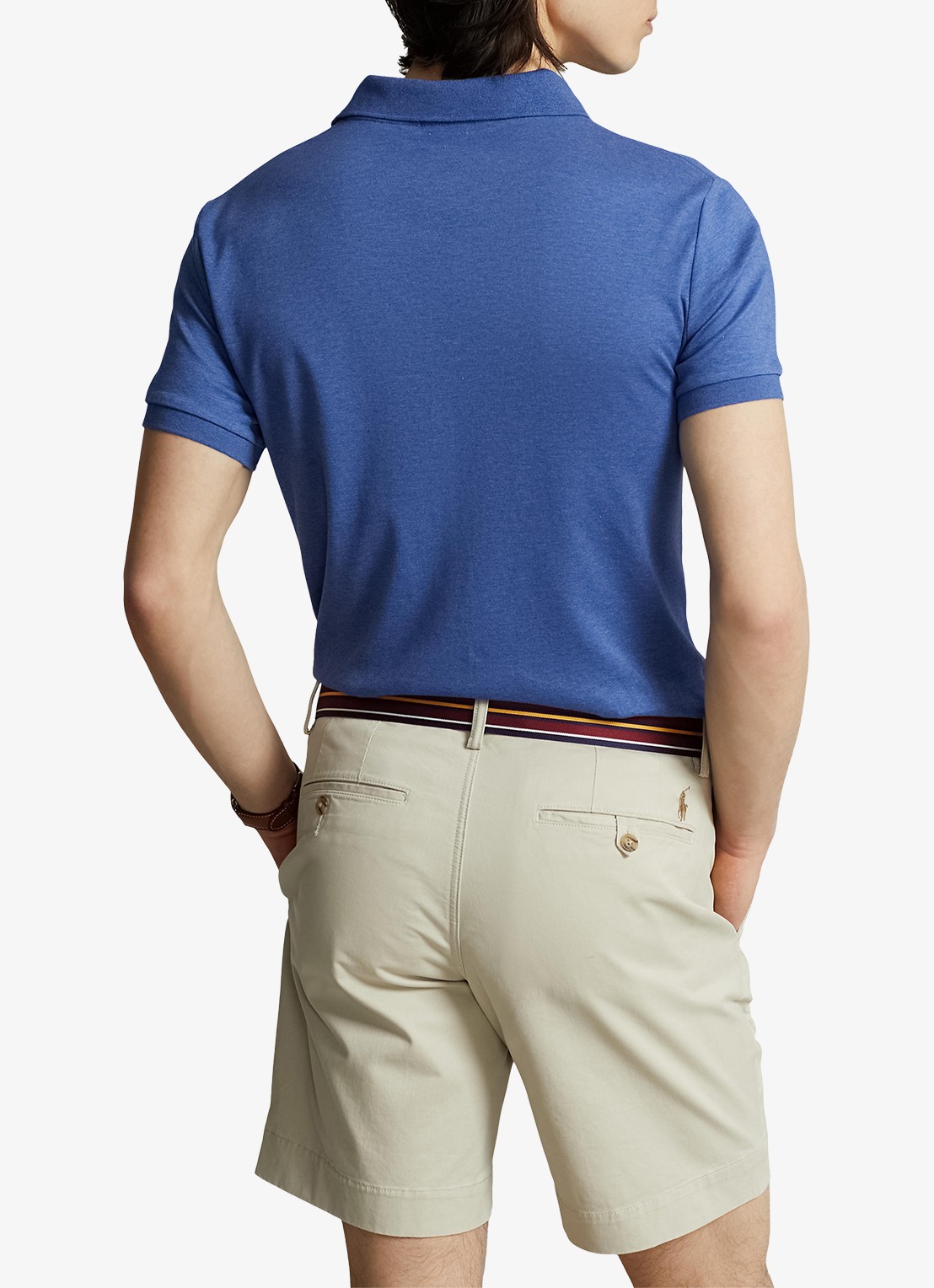 Ralph Lauren Custom slim fit polo met logo - achterkant 3 faded royal heather