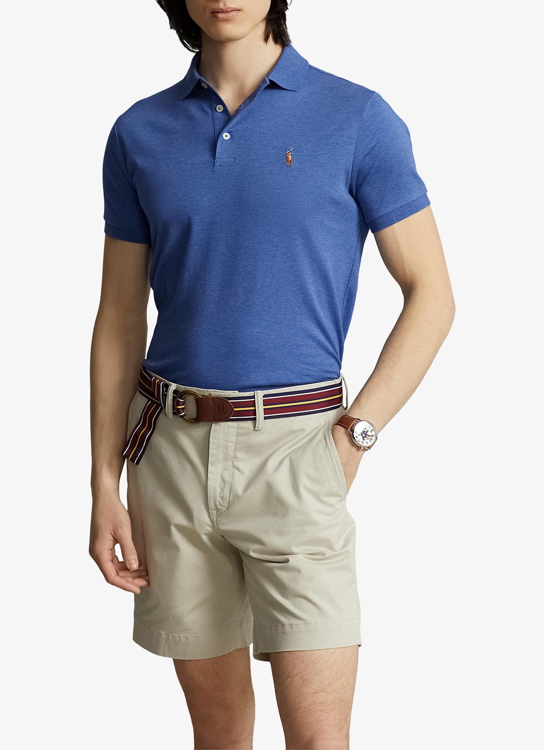 Ralph Lauren Custom slim fit polo met logo - detail 4 faded royal heather
