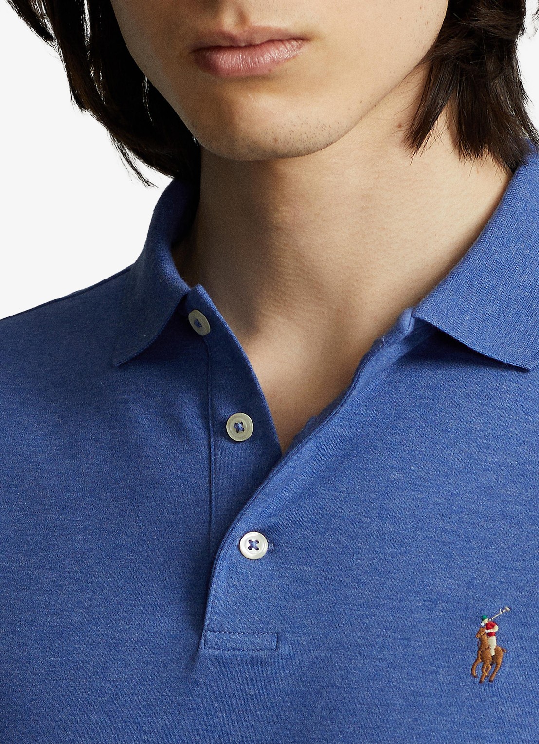 Ralph Lauren Custom slim fit polo met logo - detail 5 faded royal heather