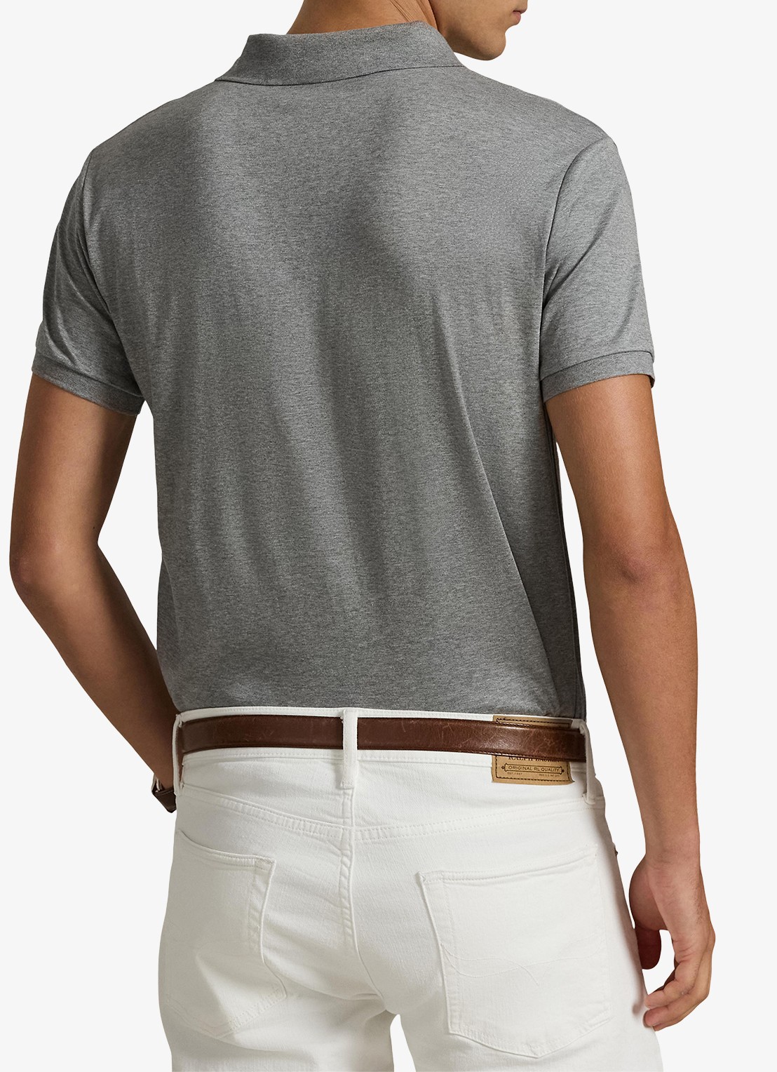 Ralph Lauren Custom slim fit polo met logo - achterkant 5 steel heather