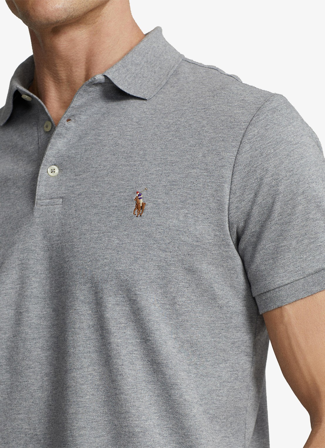Ralph Lauren Custom slim fit polo met logo - detail 4 steel heather