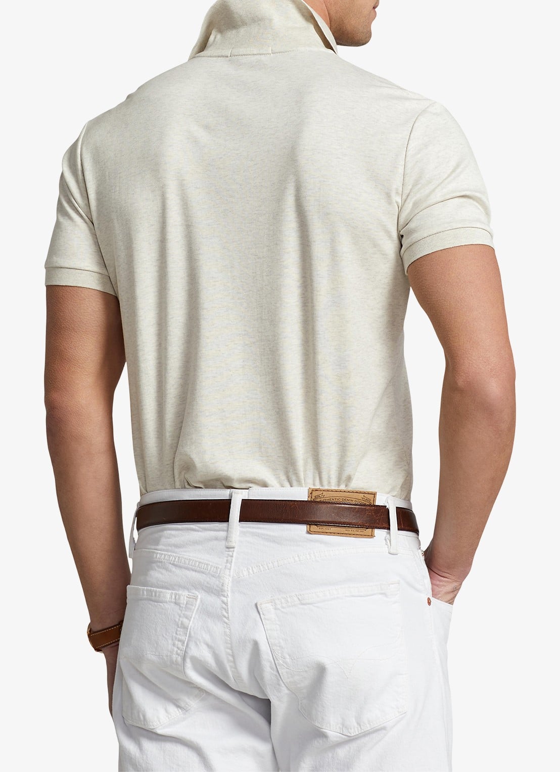 Ralph Lauren Custom slim fit polo met logo - achterkant state heather / beige