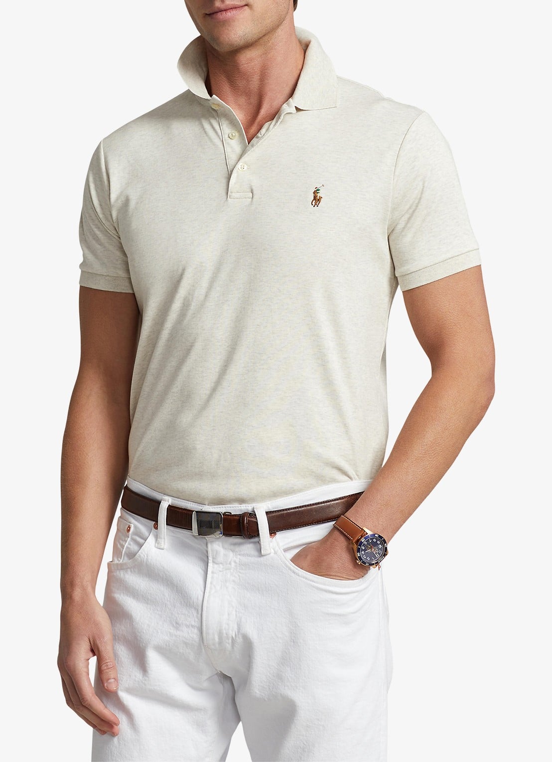Ralph Lauren Custom slim fit polo met logo - detail 4 state heather / beige