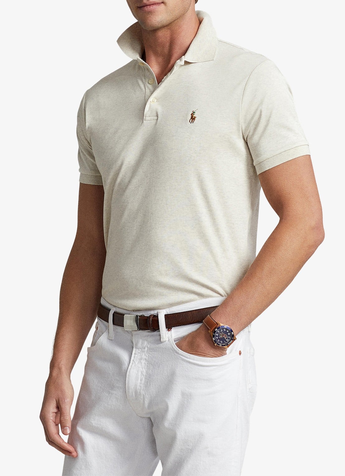 Ralph Lauren Custom slim fit polo met logo - detail 5 state heather / beige
