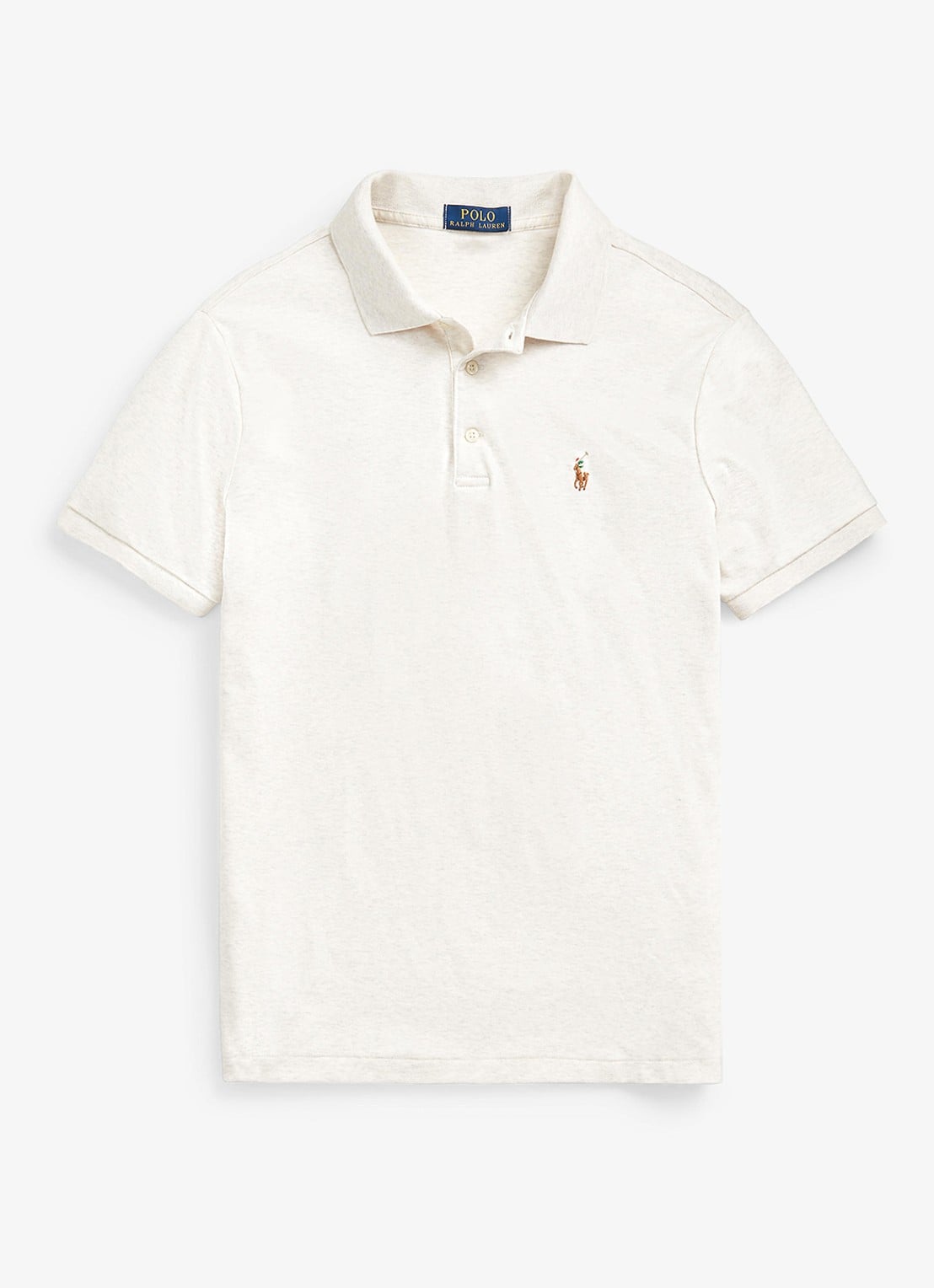 Ralph Lauren Custom slim fit polo met logo - voorkant 2 state heather / beige