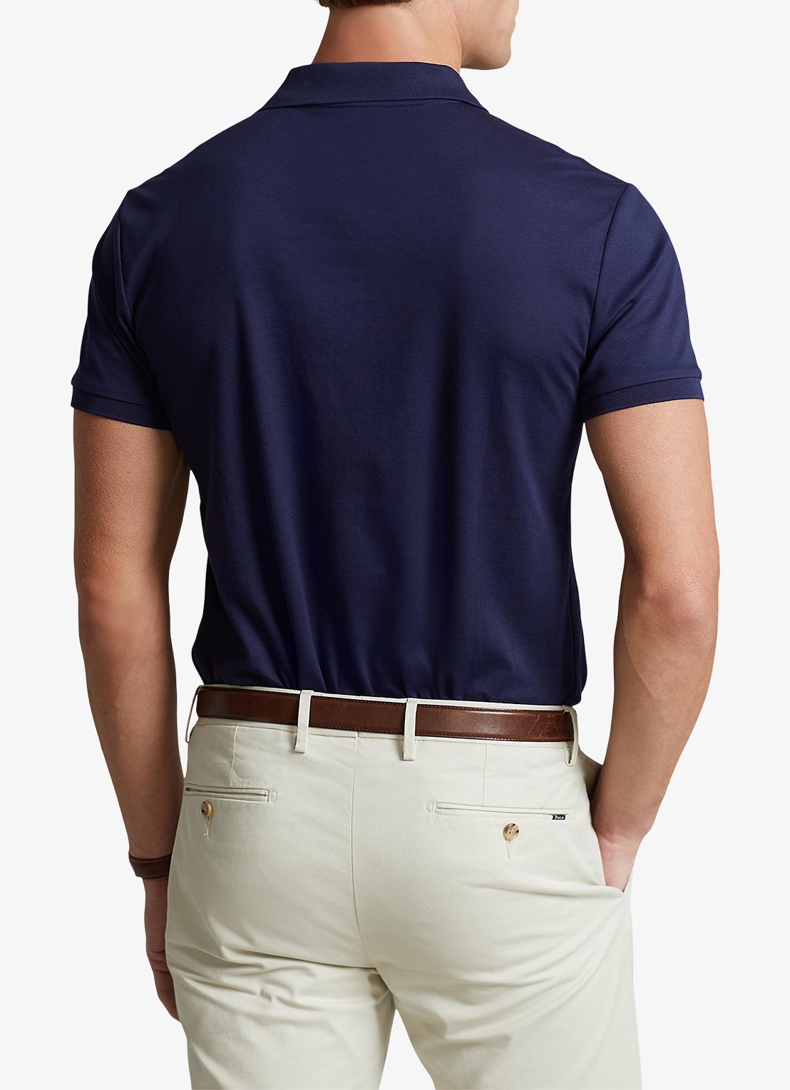 Ralph Lauren Custom slim fit polo met logo - achterkant refined navy / donkerblauw