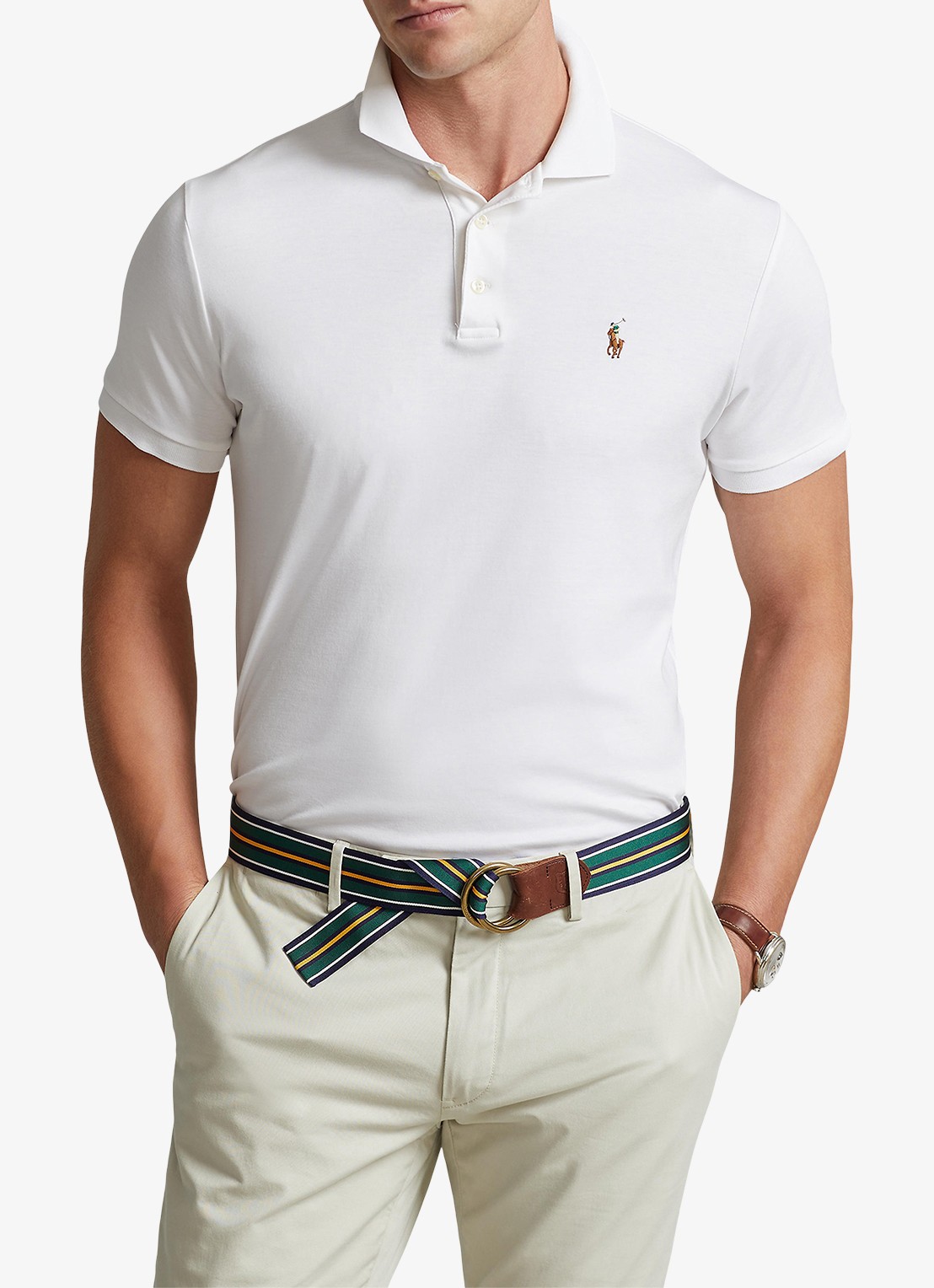 Ralph Lauren Custom slim fit polo met logo - detail 4 white / wit