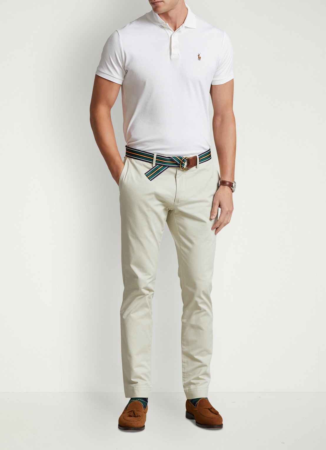 Ralph Lauren Custom slim fit polo met logo - voorkant 2 white / wit