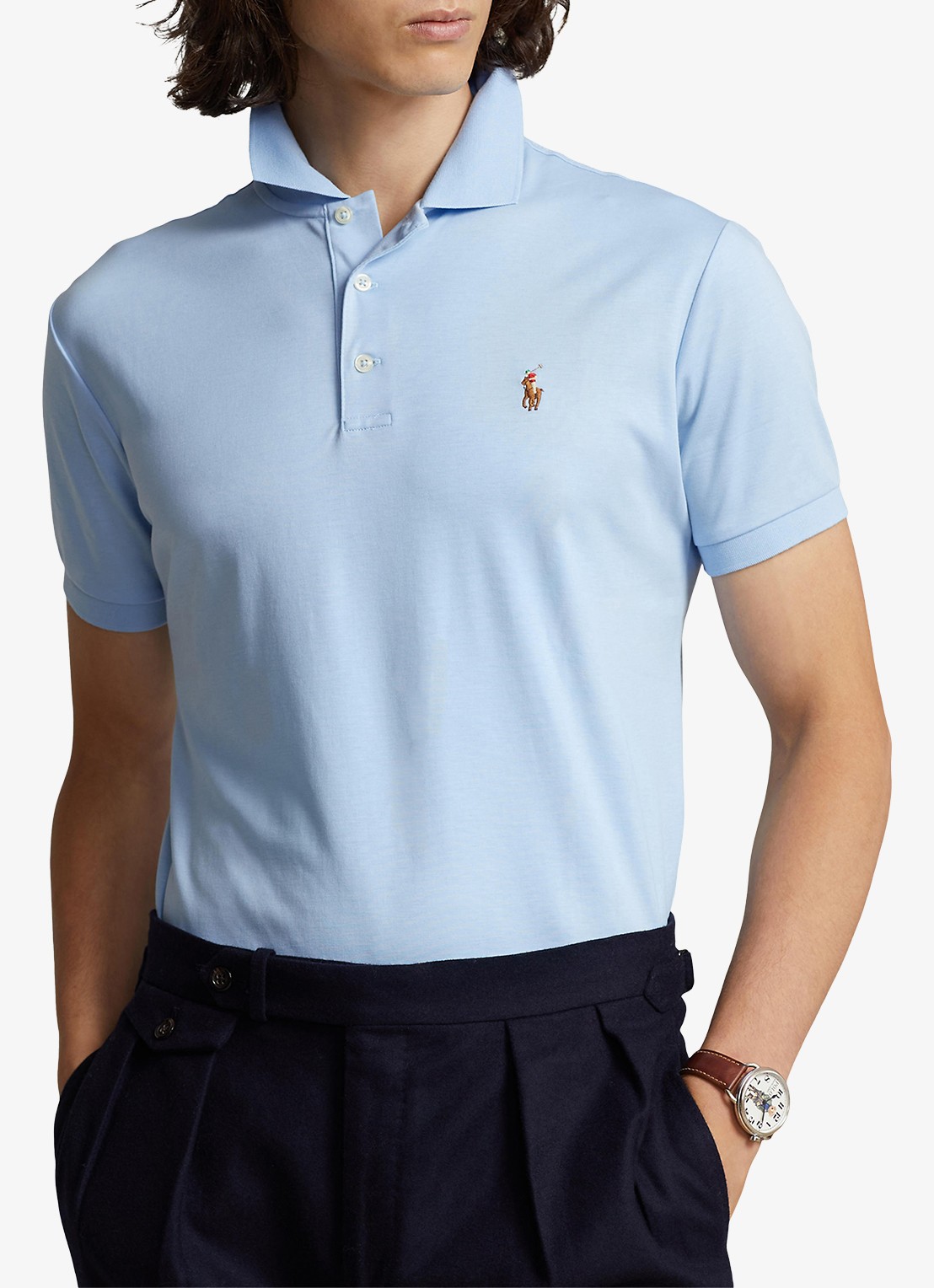 Ralph Lauren Custom slim fit polo met logo - detail 4 office  blue