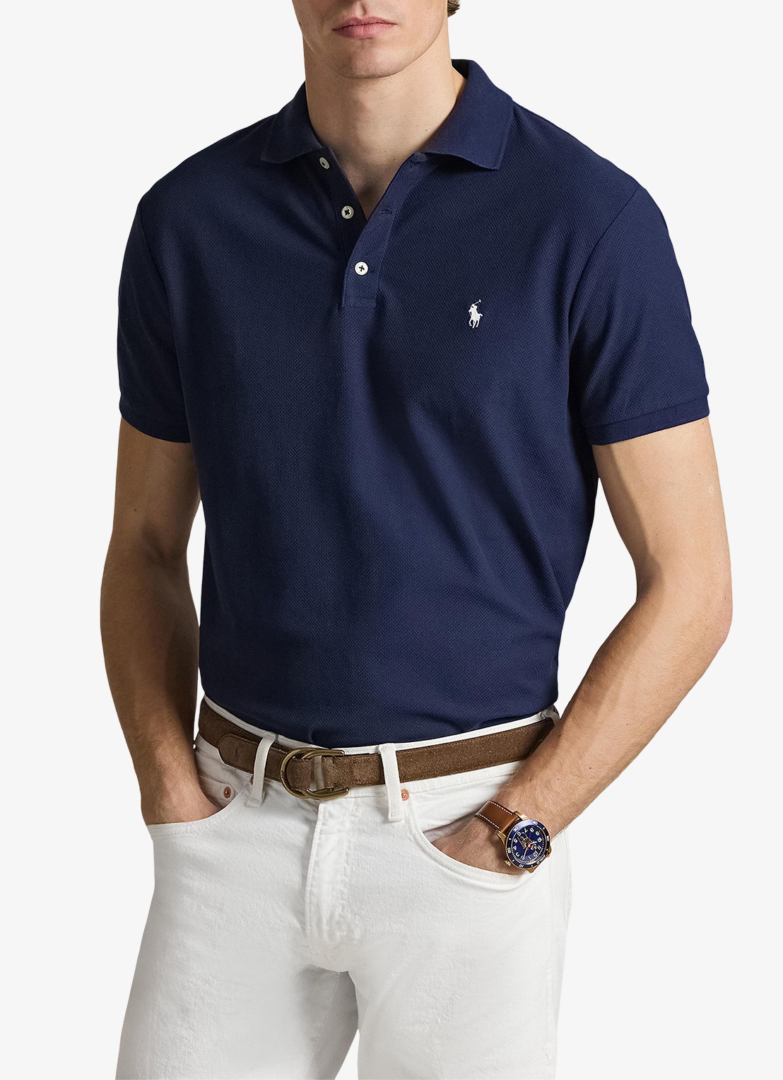 Ralph Lauren Custom slim fit polo met logo - detail 4 cruise navy / donkerblauw