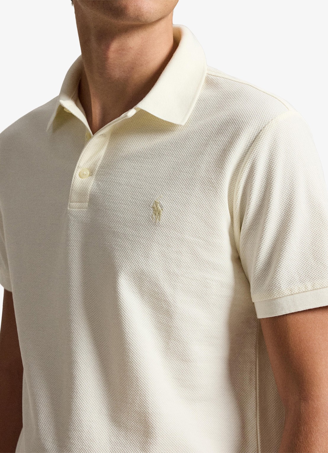 Ralph Lauren Custom slim fit polo met logo - detail 2 pale cream / crème