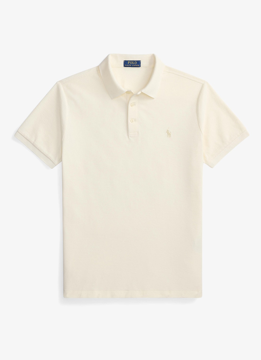 Ralph Lauren Custom slim fit polo met logo - voorkant 3 pale cream / crème