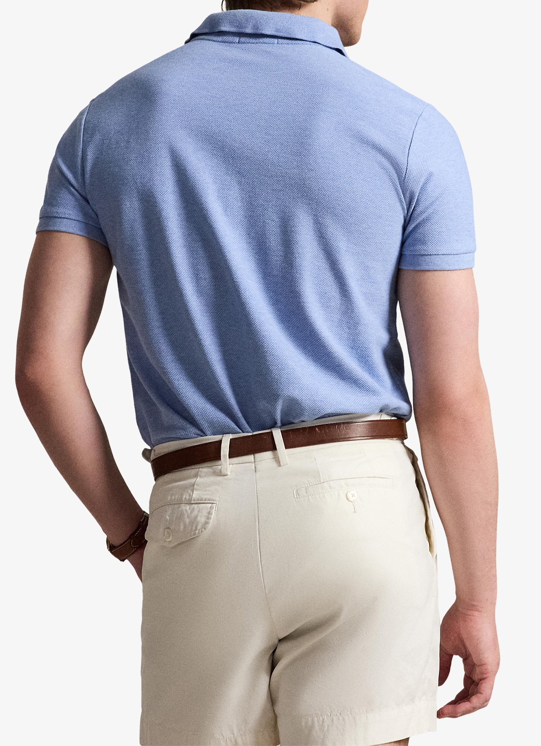 Ralph Lauren Custom slim fit polo met logo - achterkant 3 isle heather / blauw